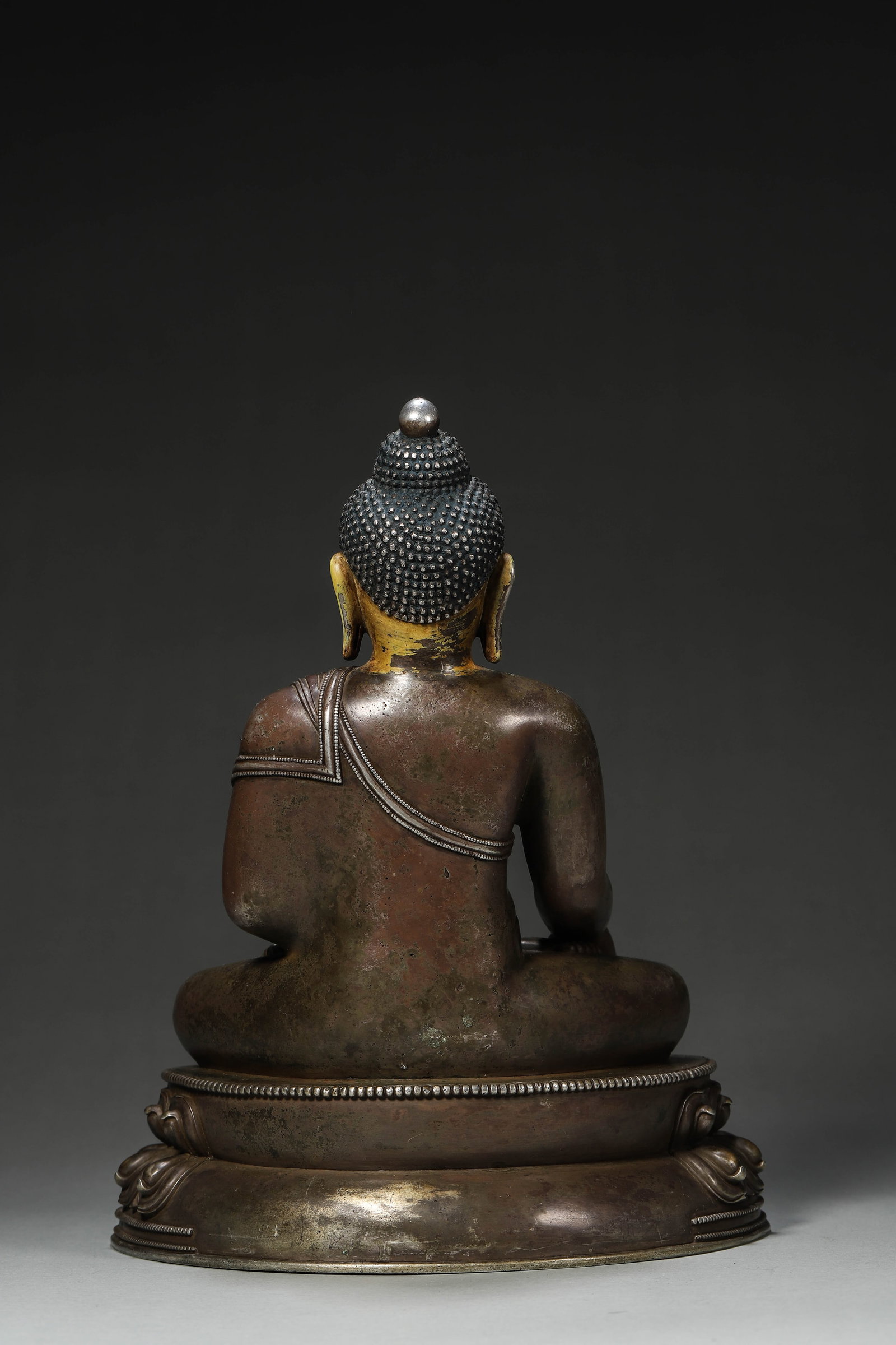 A Silver Statue of Akshobhya Buddha with Partial Gold Facing, Qing Dynasty - 9