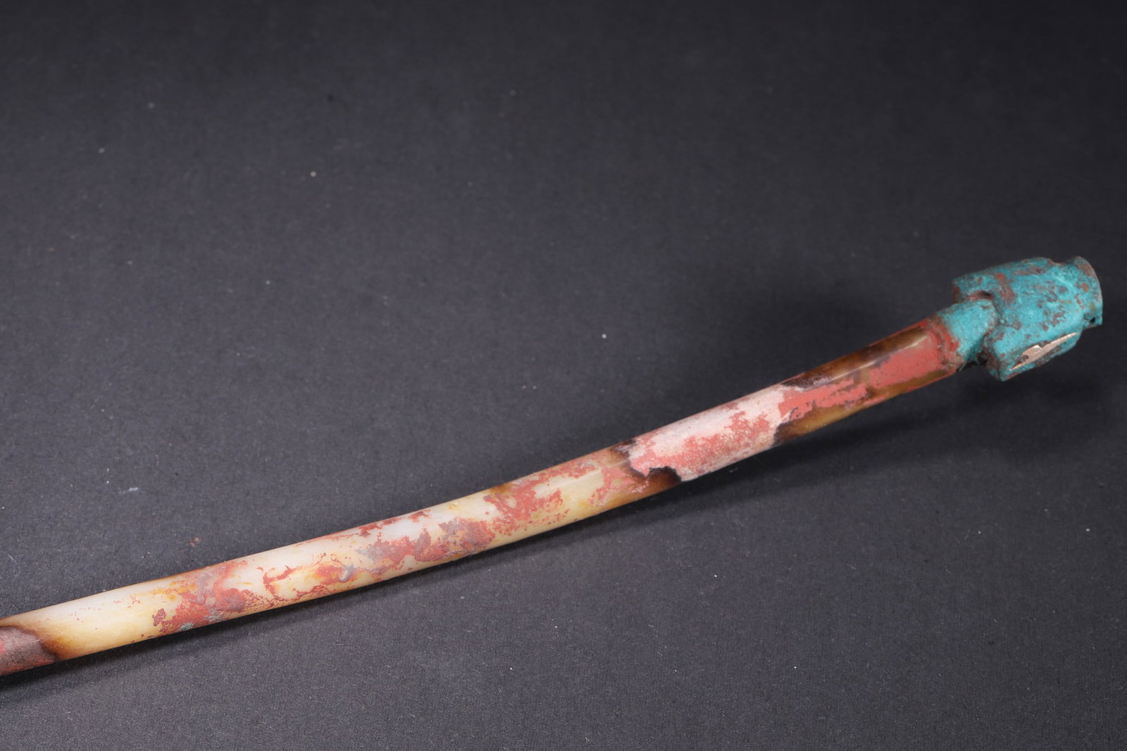 A Warring States Bronze Spoon with Gold and Silver Inlay and Jade Handle - 8