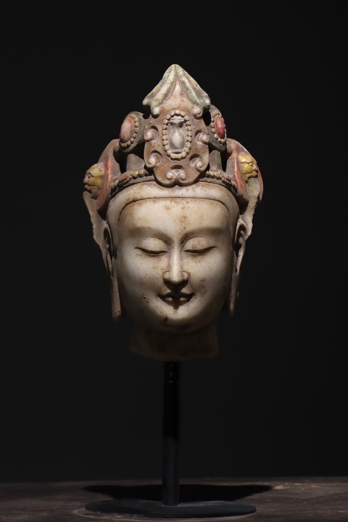 A Painted White Marble Head of Bodhisattva - Northern Qi Dynasty (1 of 9)