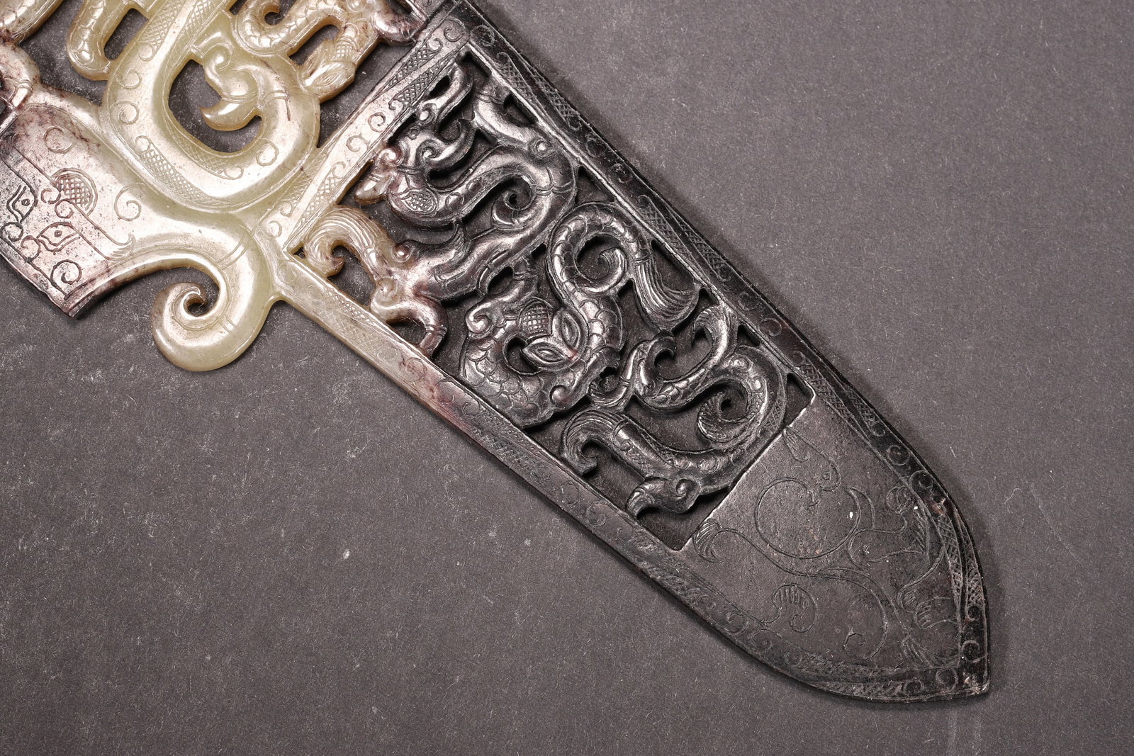 A Hetian Jade Openwork Dragon and Phoenix Ge, Han Dynasty - 3