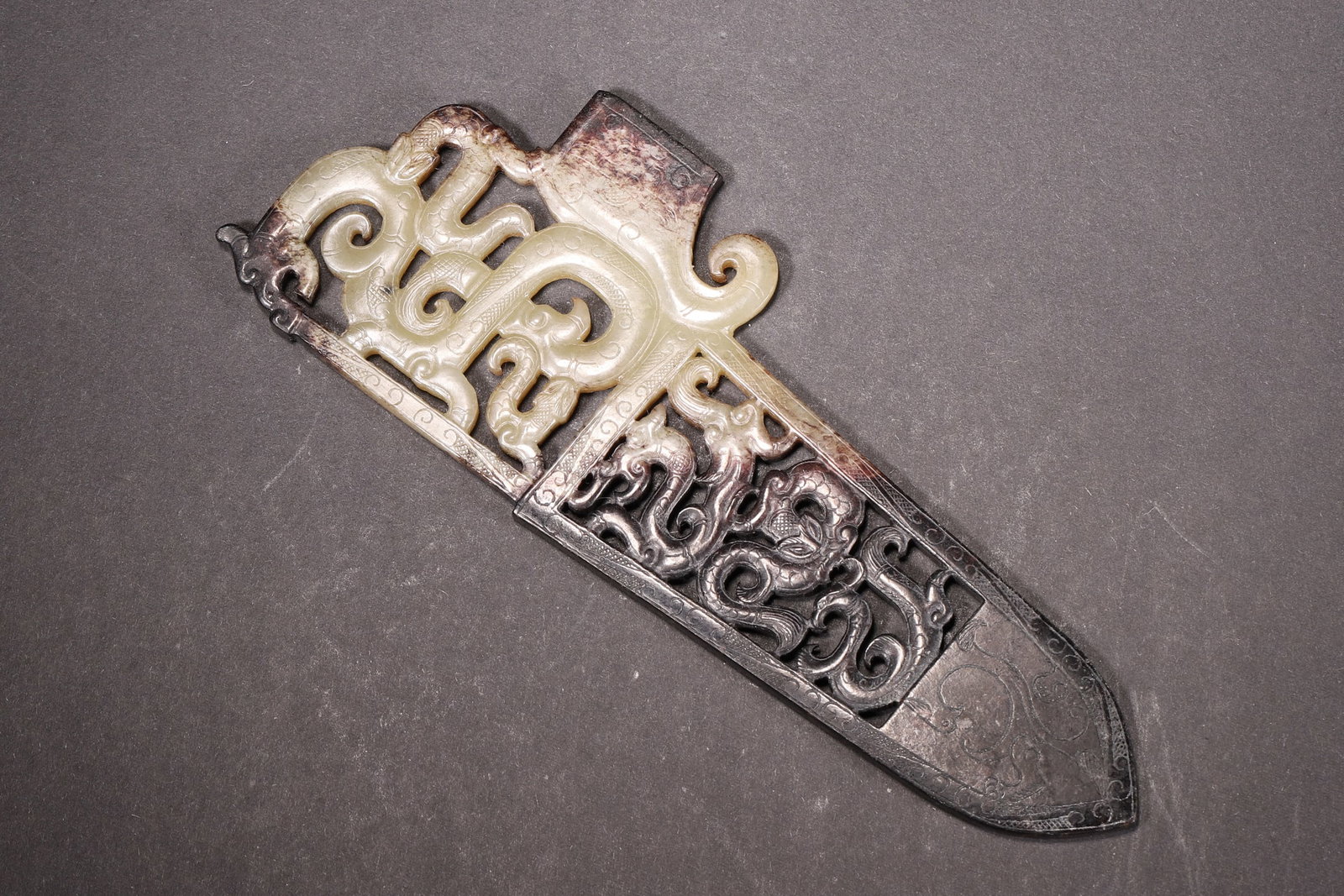 A Hetian Jade Openwork Dragon and Phoenix Ge, Han Dynasty - 4
