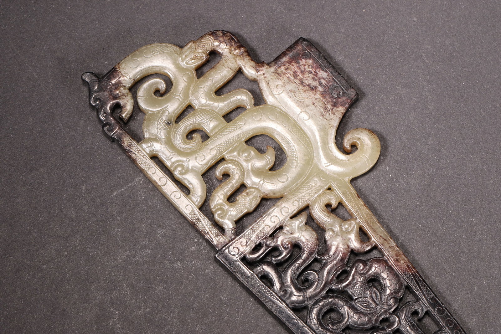 A Hetian Jade Openwork Dragon and Phoenix Ge, Han Dynasty - 5