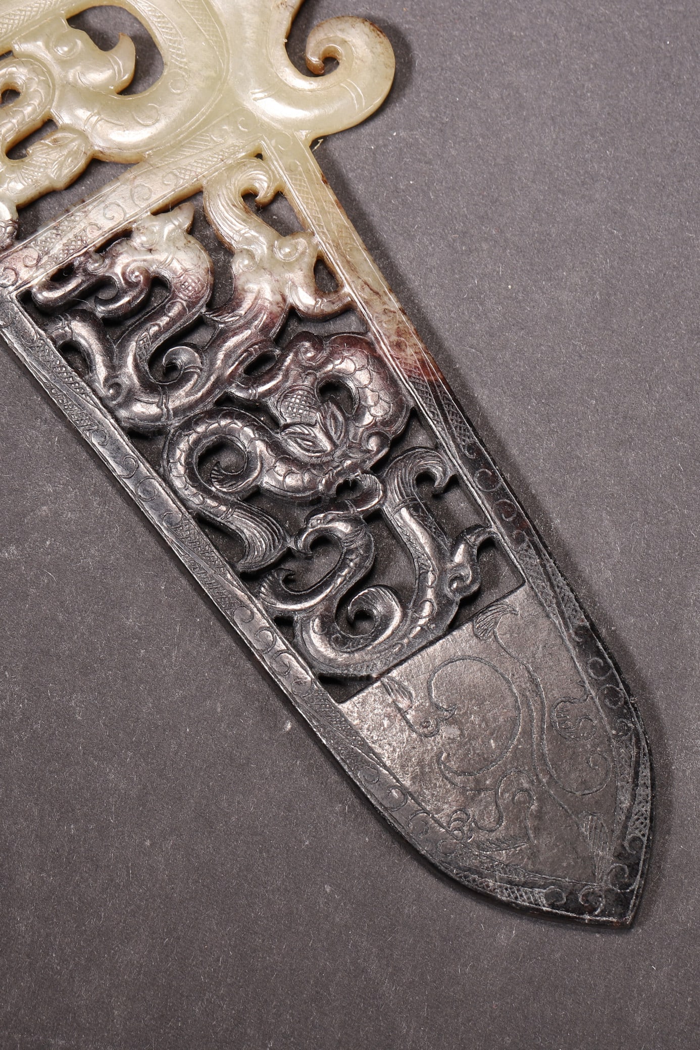 A Hetian Jade Openwork Dragon and Phoenix Ge, Han Dynasty - 6