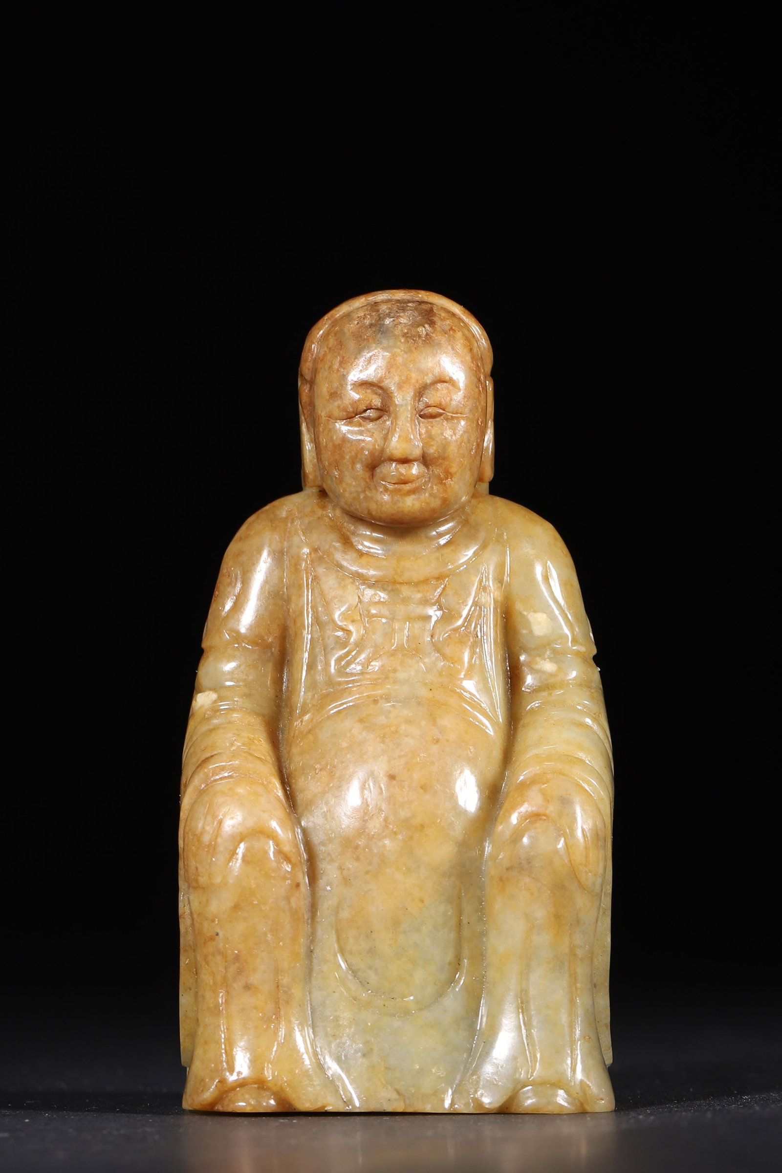 A Carved Jade Seated Figure, Yuan/Ming Dynasty (1 of 8)