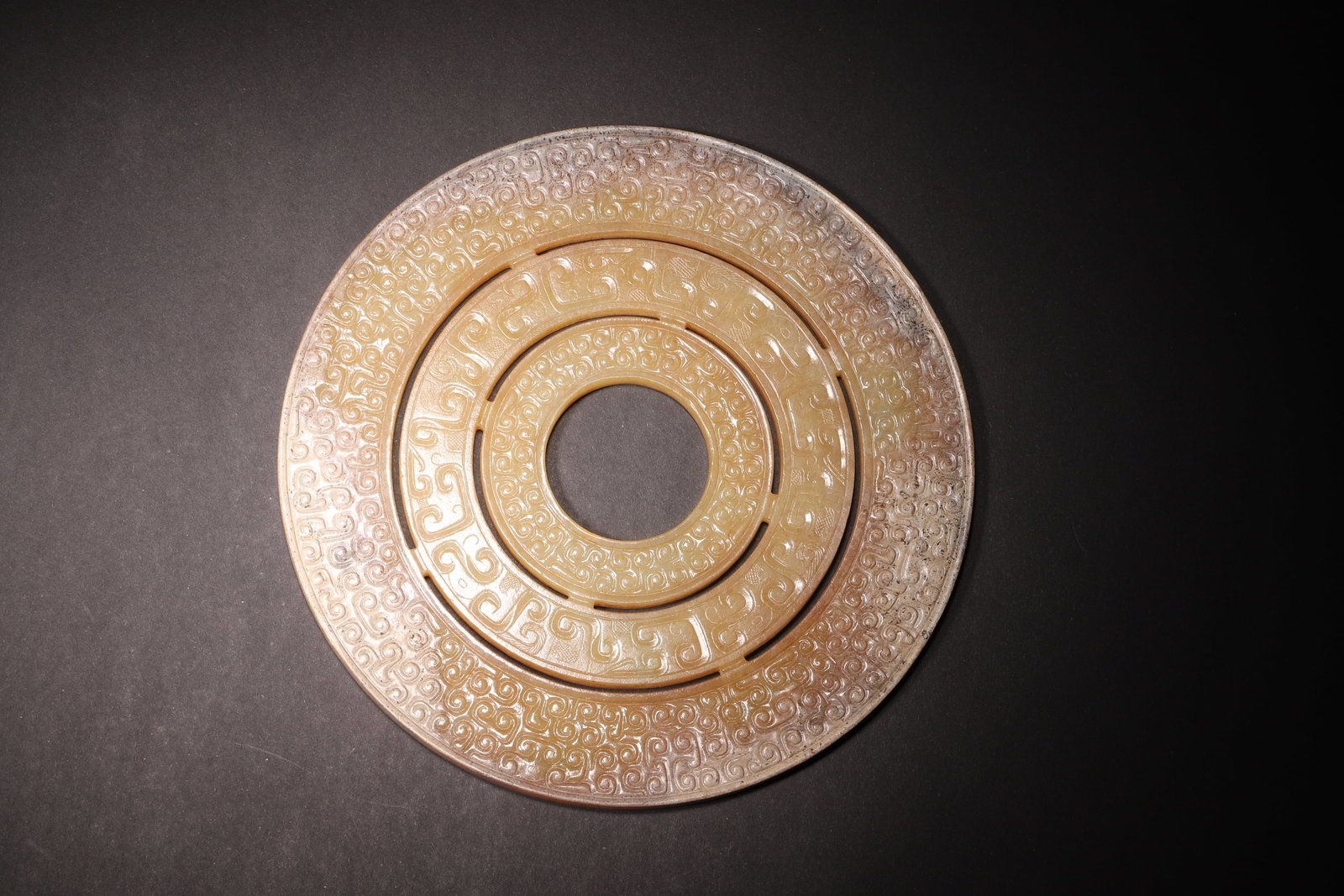 A Hetian Jade Bi Disc with Triple Concentric Circle Patterns - Han Dynasty - 5