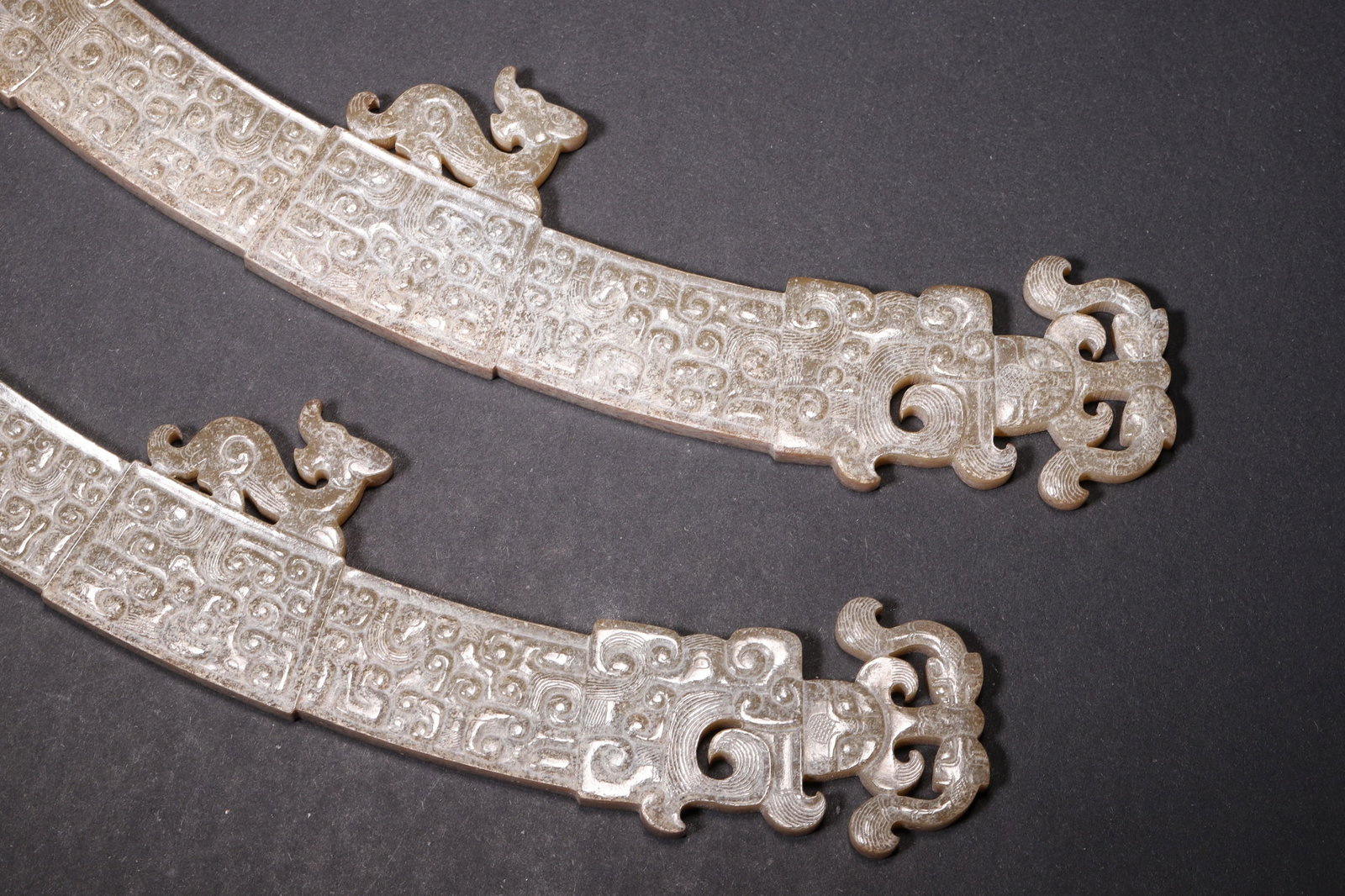 A Pair of Ancient Jade Huang with Auspicious Beast Motif - Han Dynasty - 2