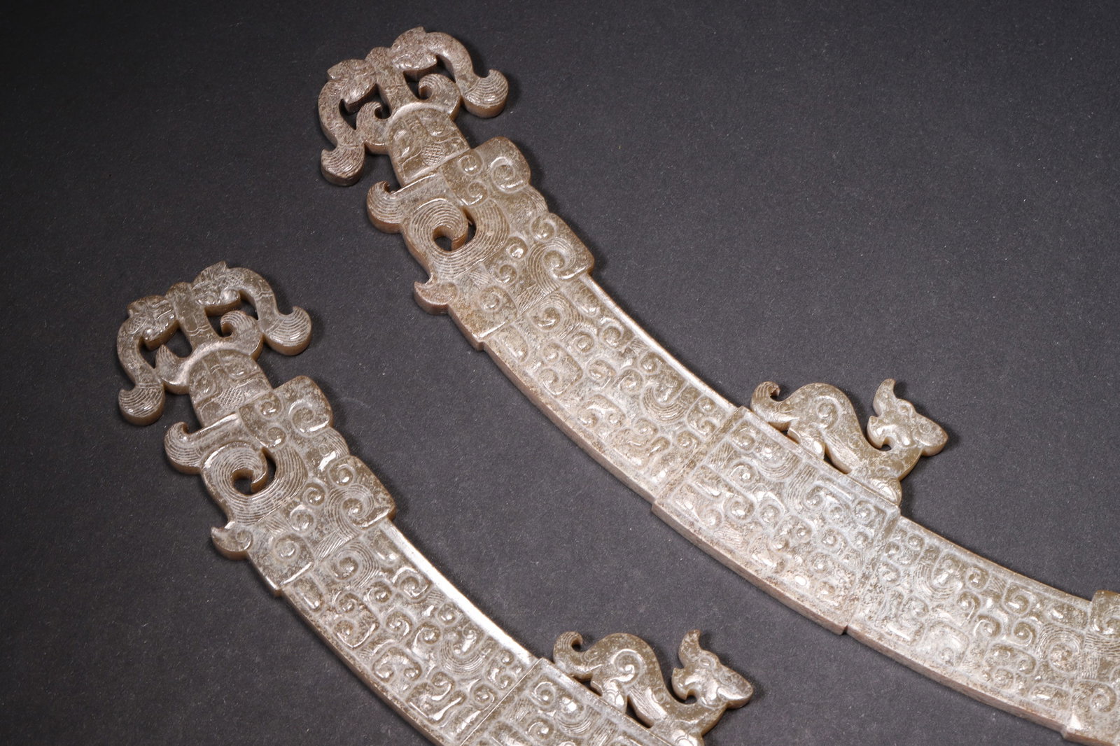 A Pair of Ancient Jade Huang with Auspicious Beast Motif - Han Dynasty - 3
