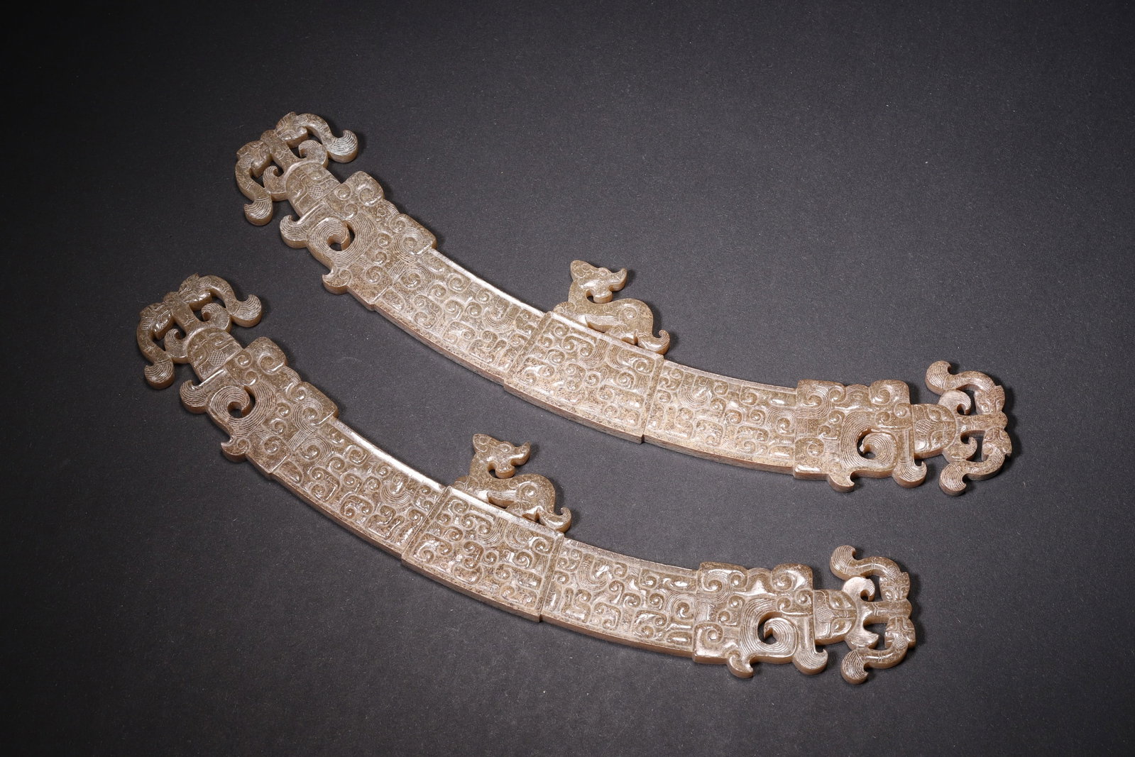 A Pair of Ancient Jade Huang with Auspicious Beast Motif - Han Dynasty - 5