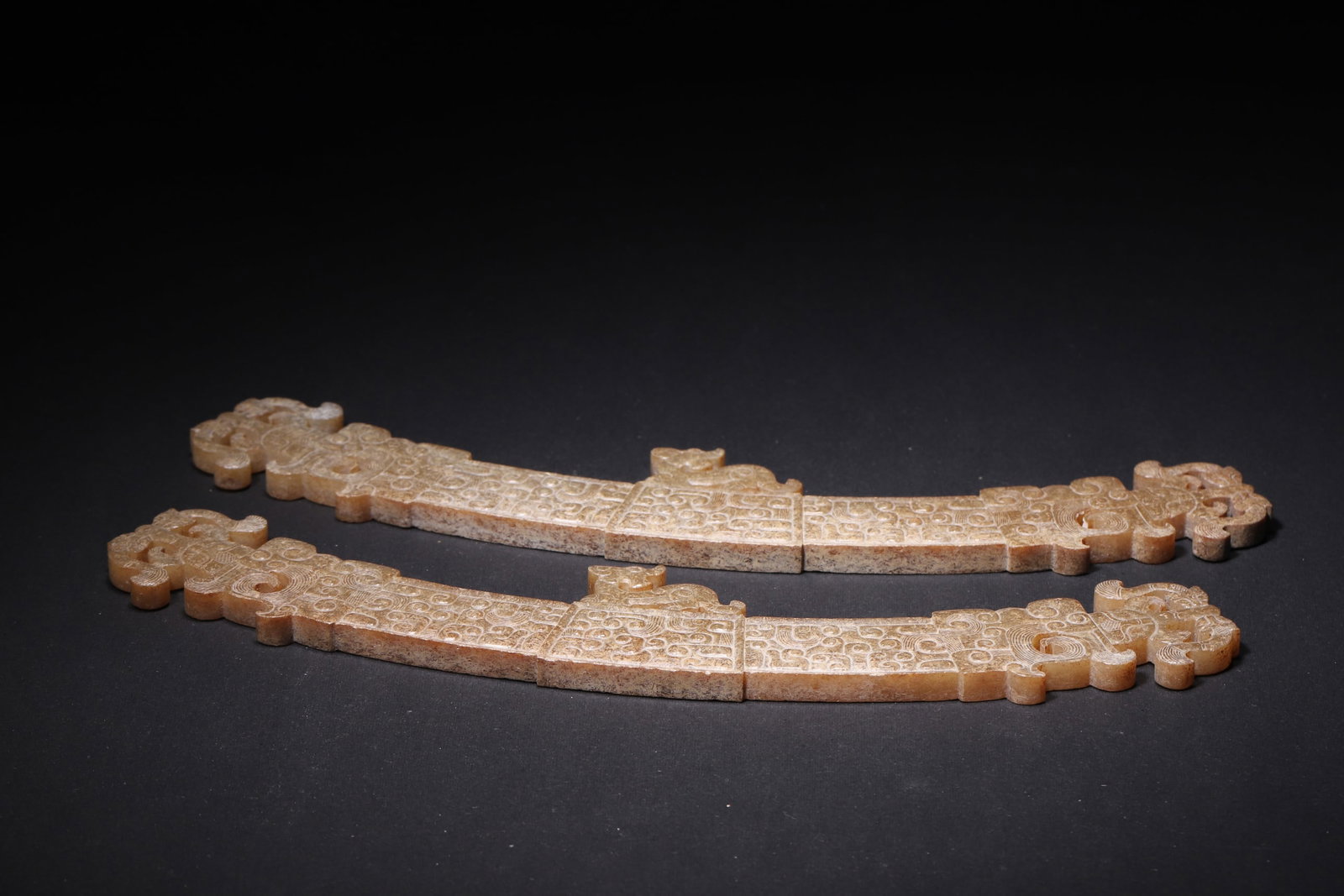 A Pair of Ancient Jade Huang with Auspicious Beast Motif - Han Dynasty - 7