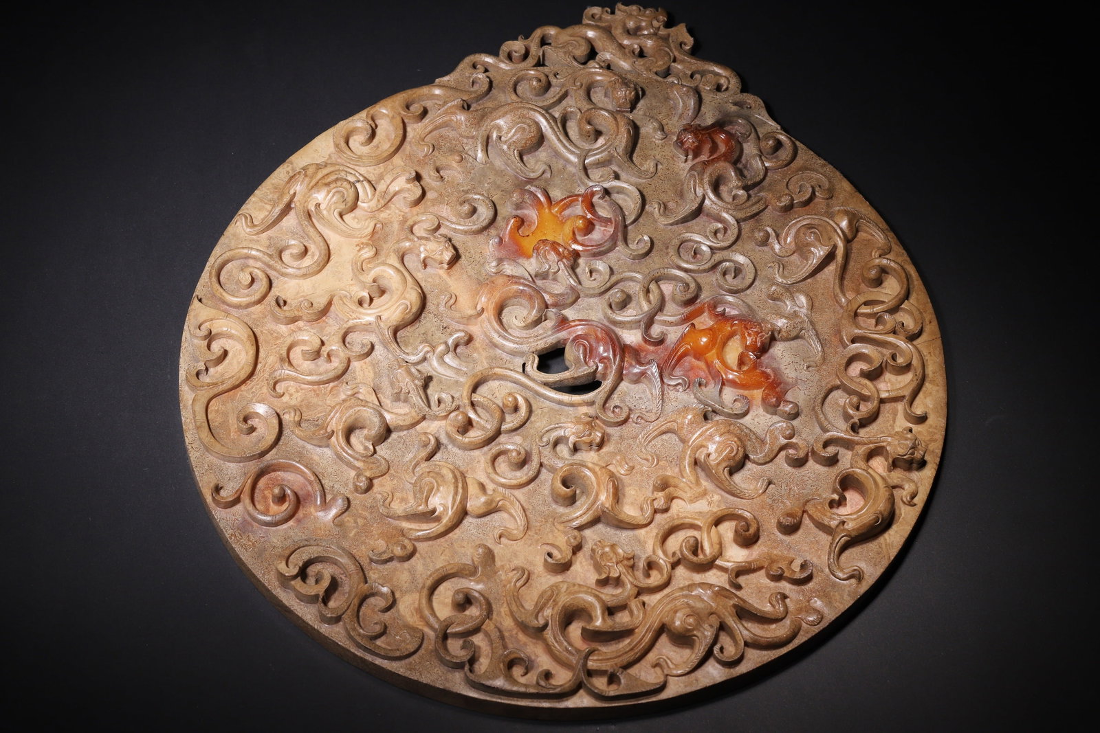 A High Ancient Jade Outlined Bi Disc with Nine Dragons Pattern, Han Dynasty (1 of 13)