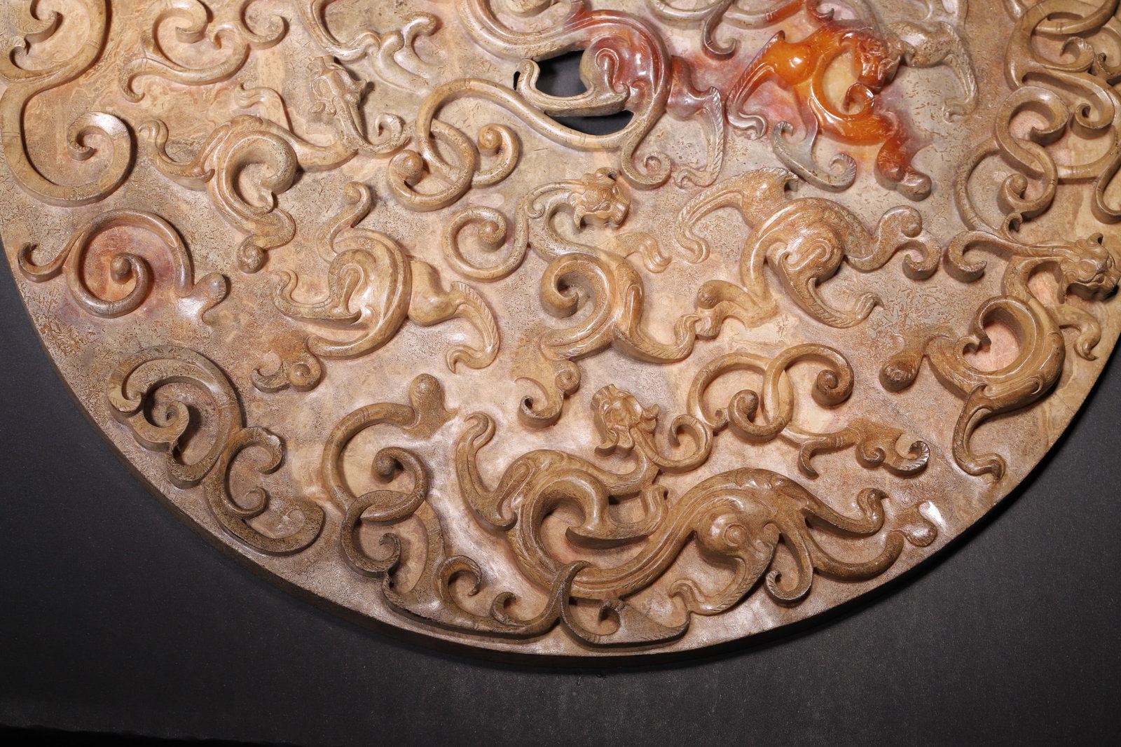 A High Ancient Jade Outlined Bi Disc with Nine Dragons Pattern, Han Dynasty - 3