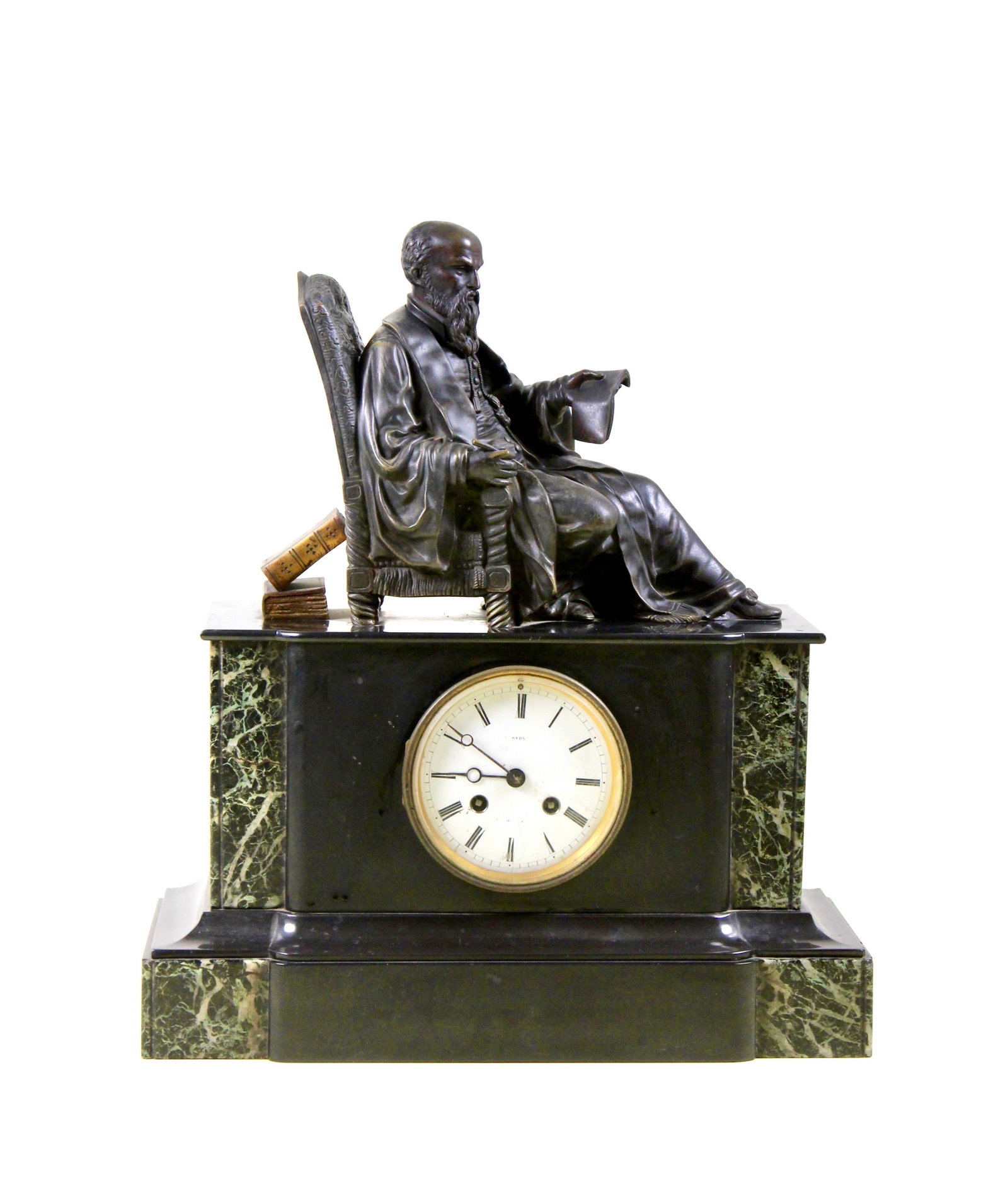 19th-century French marble-based bronze clock themed on Belisarius from the Napoleon III period (1 of 16)