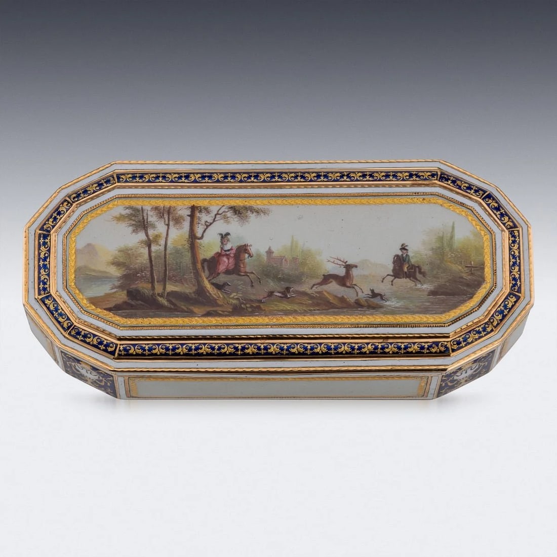Antique 18th-century German 18K gold and hand-painted enamel snuff box (1 of 14)