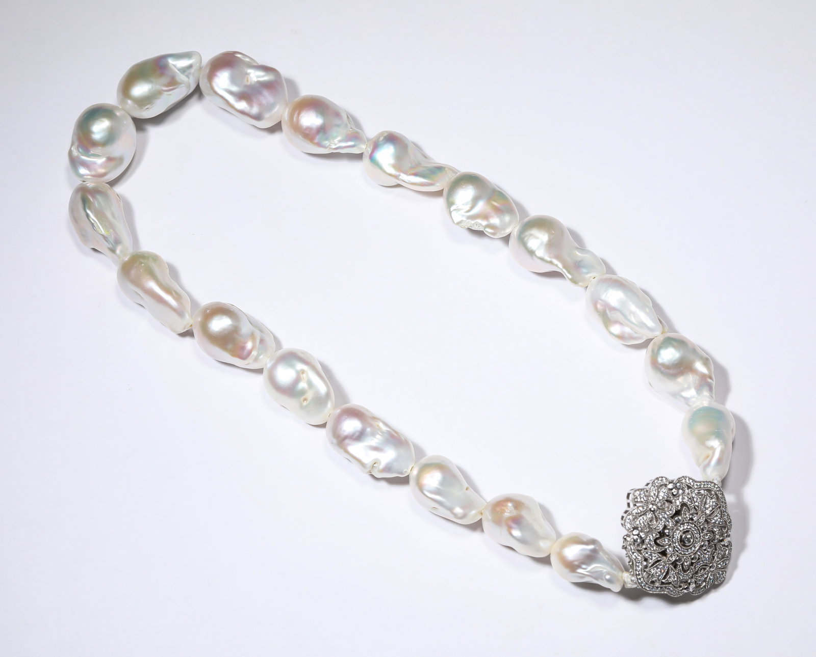 A Baroque Pearl Necklace: Dimensions: Width: 20.0 cm (7.87 in). All measurements are approximate.