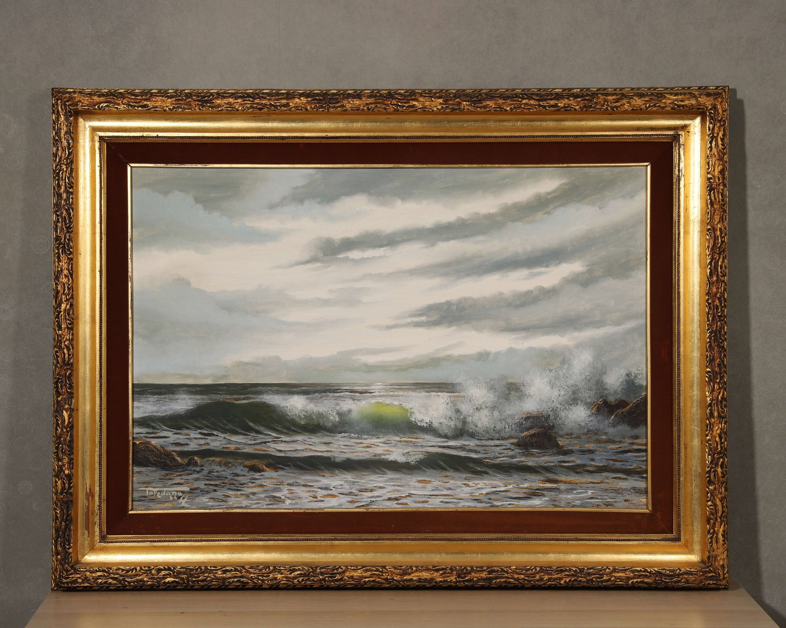 Topedano 1950-1980 Italian, OIL ON CANVAS,Attributed to: Frame 117x87cm, Sight Size 90x60cm (Frame 46.06"x34.25", Sight Size 35.43"x23.62")