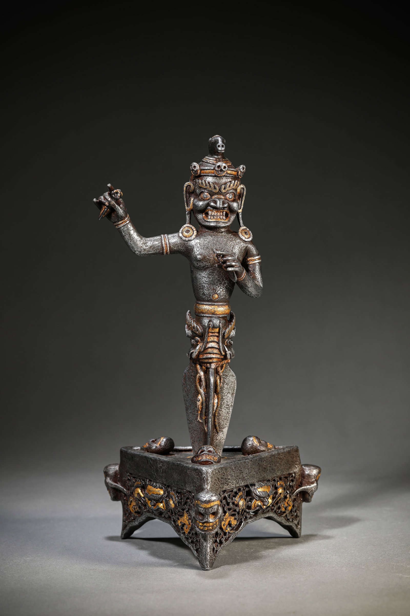 A Tibetan Iron and Gold Champlev?? ??Openwork?? Phurba (1 of 9)