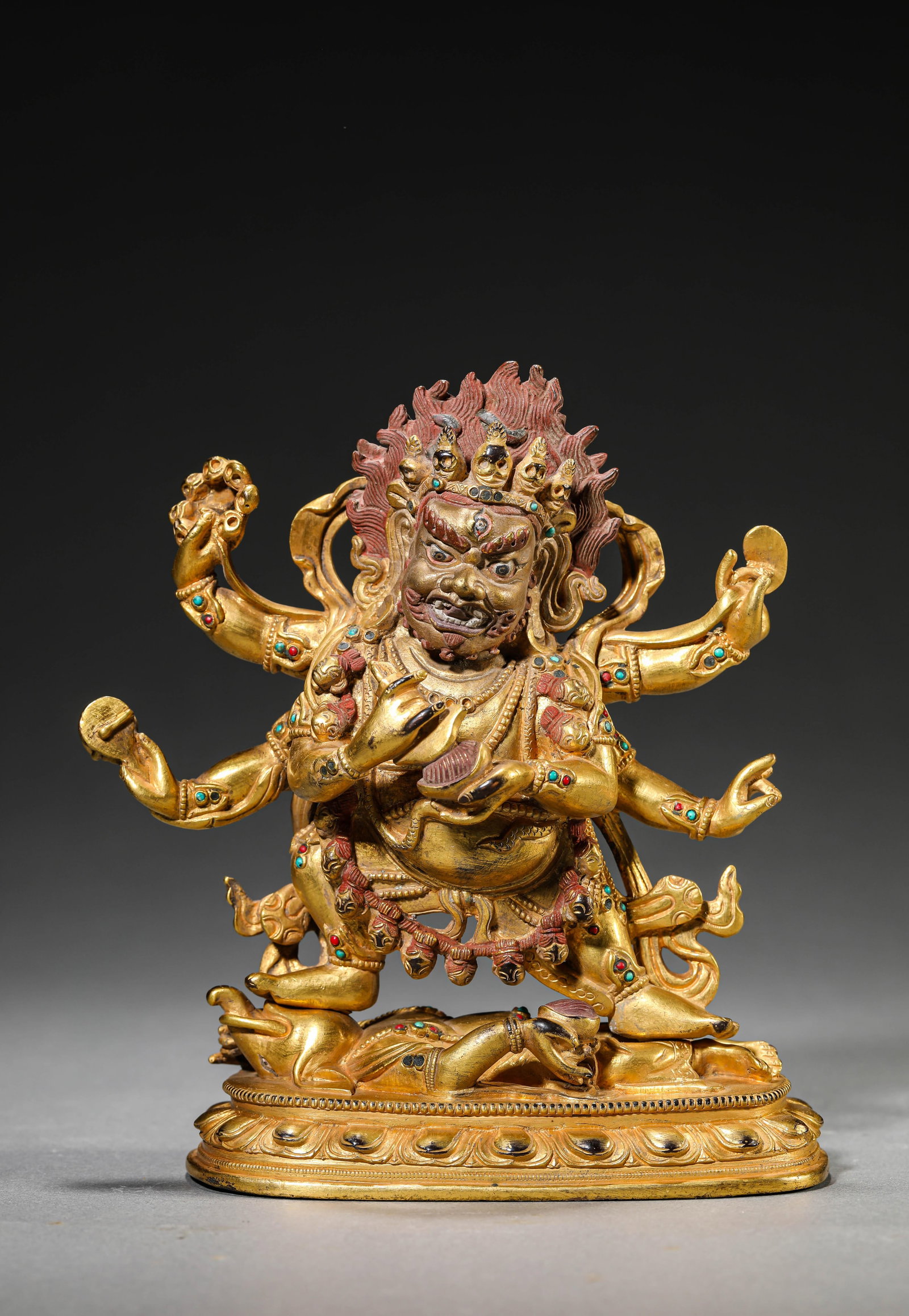 A Gilt-Bronze Figure of Buddha: Dimensions: Weight: 1734g. Length: 15.8 cm (6.22 in) x Width: 7.0 cm (2.76 in) x Height: 16.0 cm (6.30 in). All measurements are approximate.