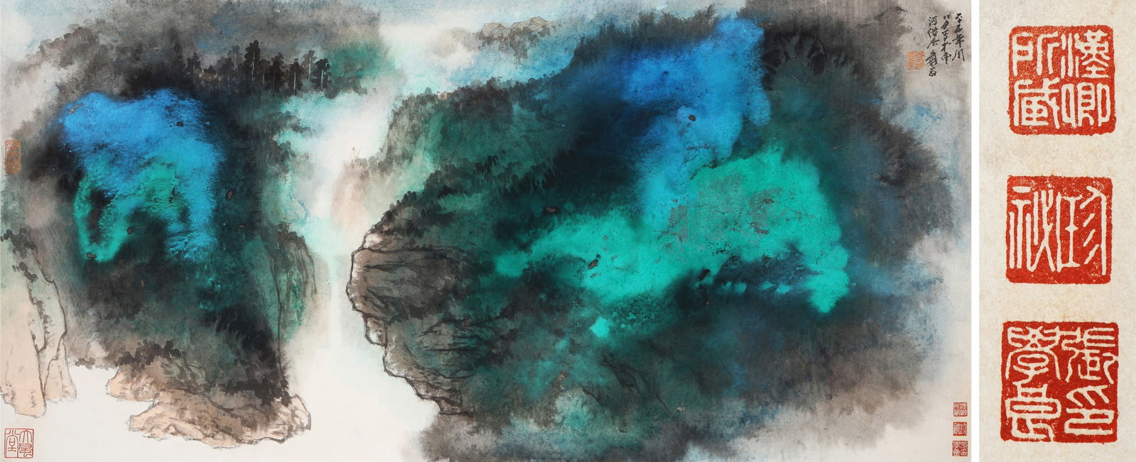 Zhang Daqian (1899-1983), attributed to, Landscape: Dimensions: Width: 66.0 cm (25.98 in) x Height: 139.0 cm (54.72 in). All measurements are approximate.