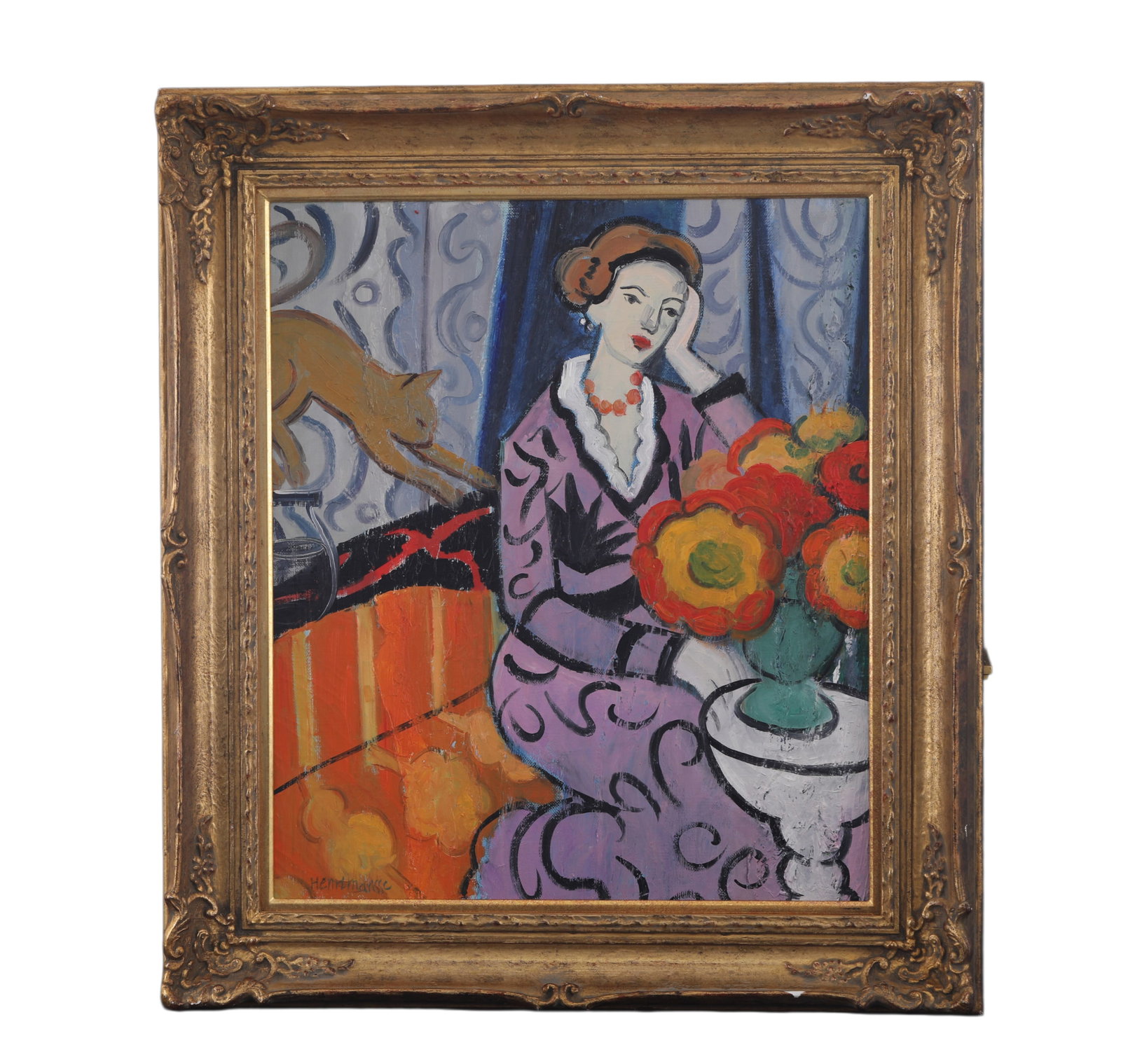 HENRI MATISSE (1869-1954) ATTRIBUTED TO OIL ON CANVAS: H:55cm(21.65in)W:45cm(17.72in) H:68cm(26.77in)W:61.5cm(24.21in)Henri Matisse (1869?C1954), legendary French modernist painter, sculptor, and printmaker, widely hailed as "The King of Color??. Founder 