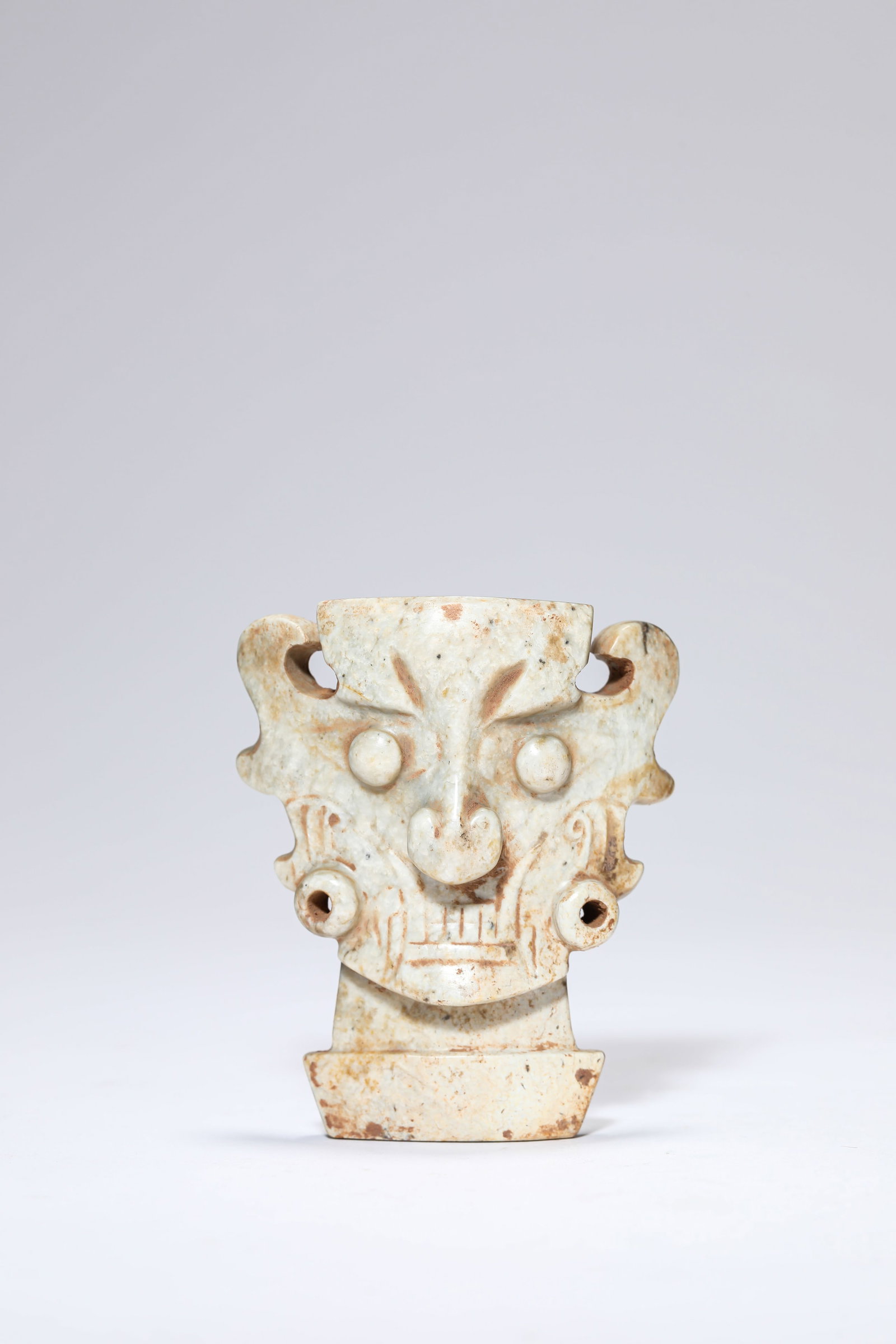 A Jade 'Ancestor Figure' Pendant: Dimensions: Width: 6.3 cm (2.48 in) x Height: 7.7 cm (3.03 in). All measurements are approximate.