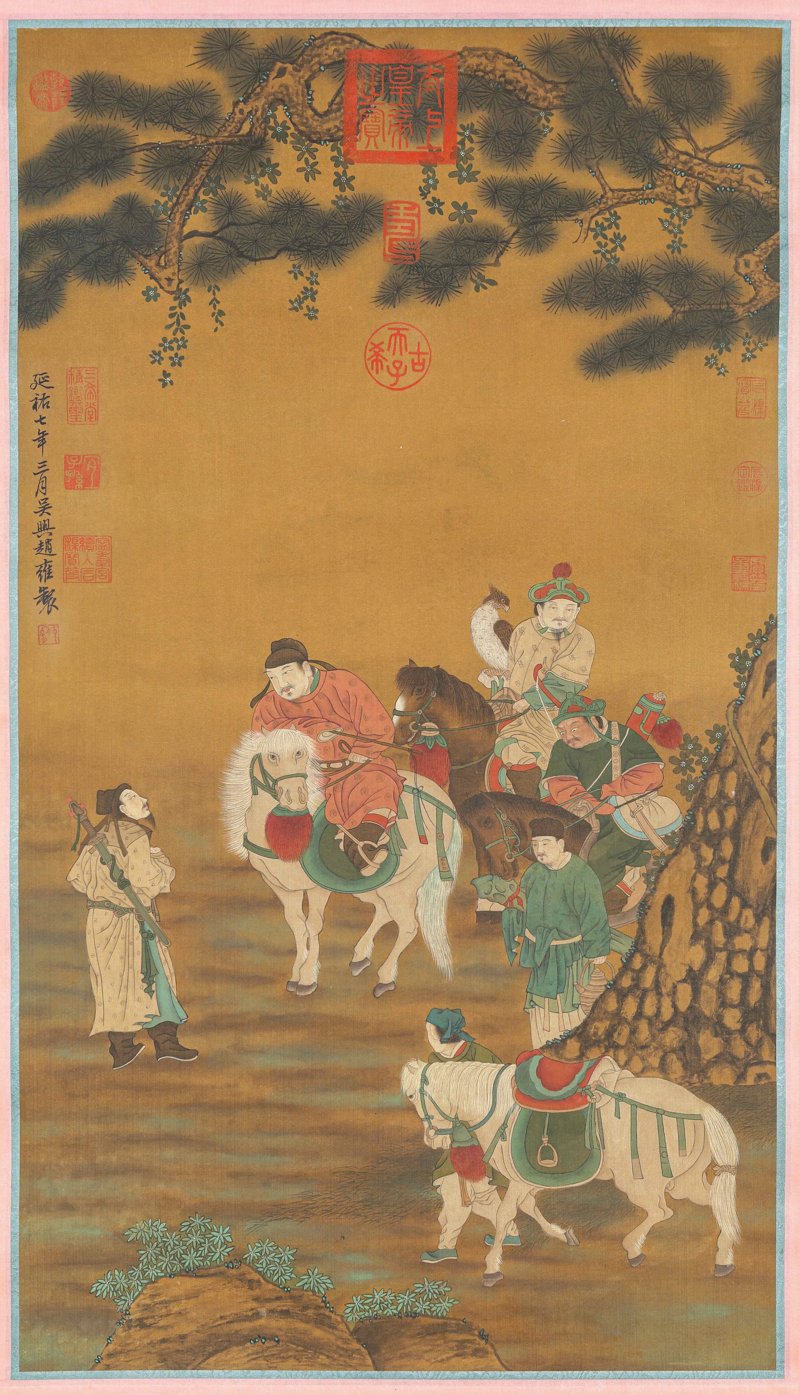 Zhao Yong (1289-1360), attributed to, Figure Narrative: Dimensions: Width: 51.5 cm (20.28 in) x Height: 51.0 cm (20.08 in). All measurements are approximate.