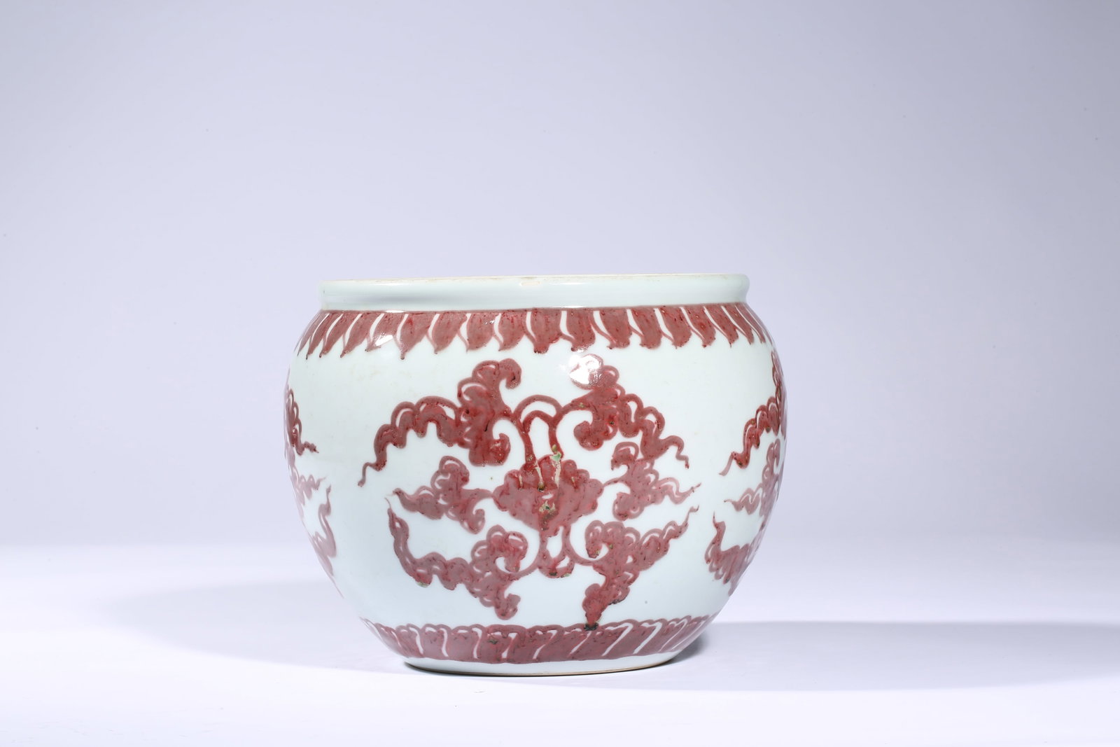 An Underglaze-Red ??Floral?? Jar: Dimensions: Width: 22.7 cm (8.94 in) x Height: 17.9 cm (7.05 in). All measurements are approximate.