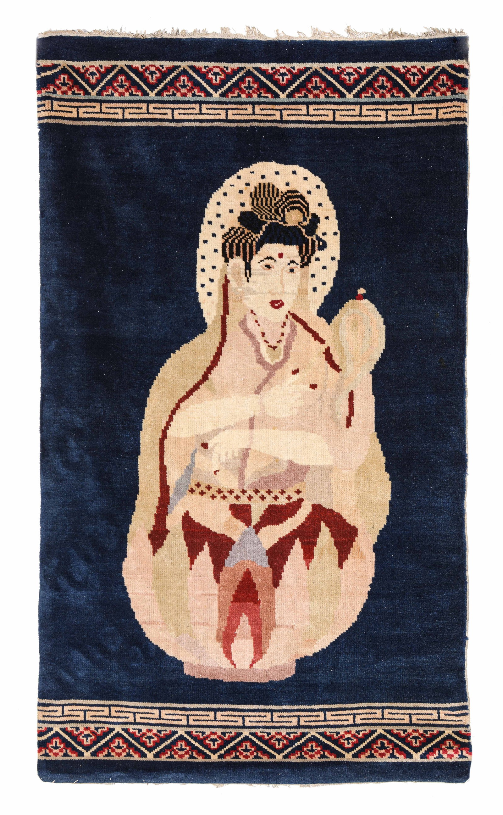 A Carpet: Dimensions: Width: 95.0 cm (37.40 in) x Height: 163.0 cm (64.17 in). All measurements are approximate.