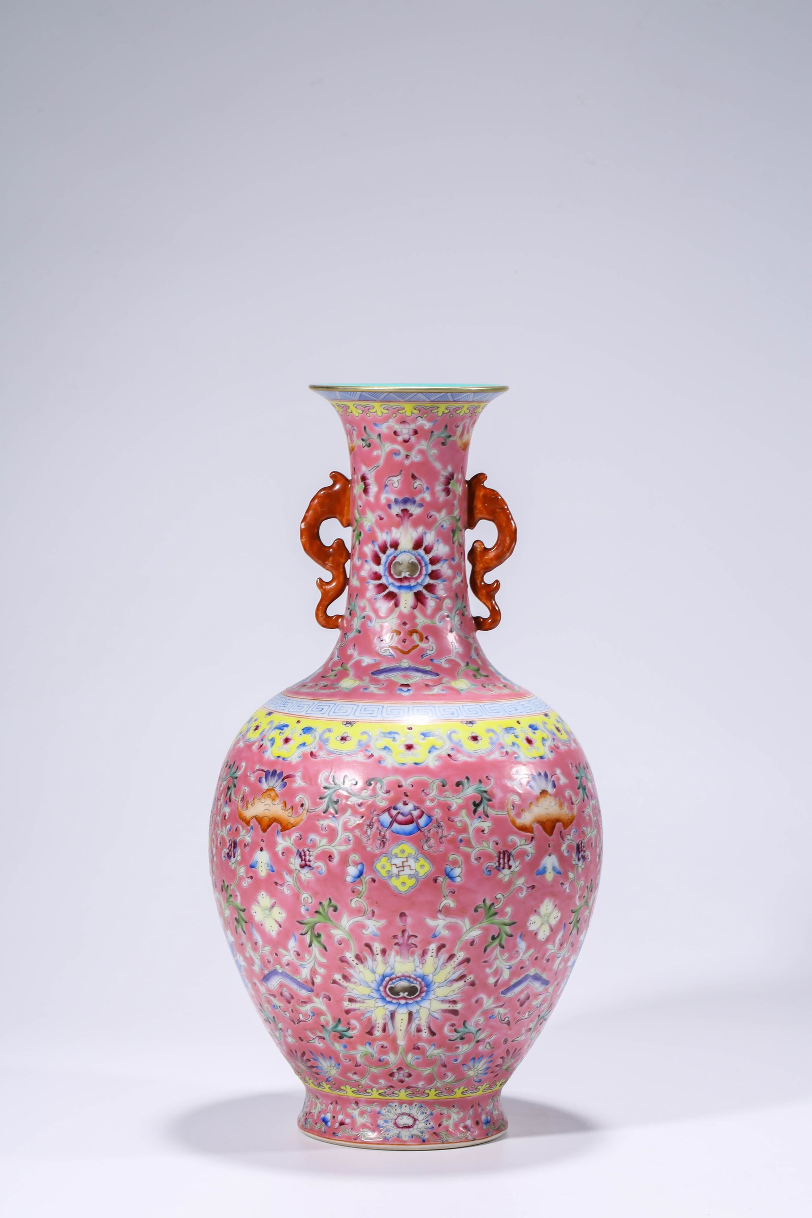 A Famille-Rose ??Lotus?? ??Myriad Bats?? ??Reward?? Vase: Dimensions: Width: 18.7 cm (7.36 in) x Height: 38.4 cm (15.12 in). All measurements are approximate.