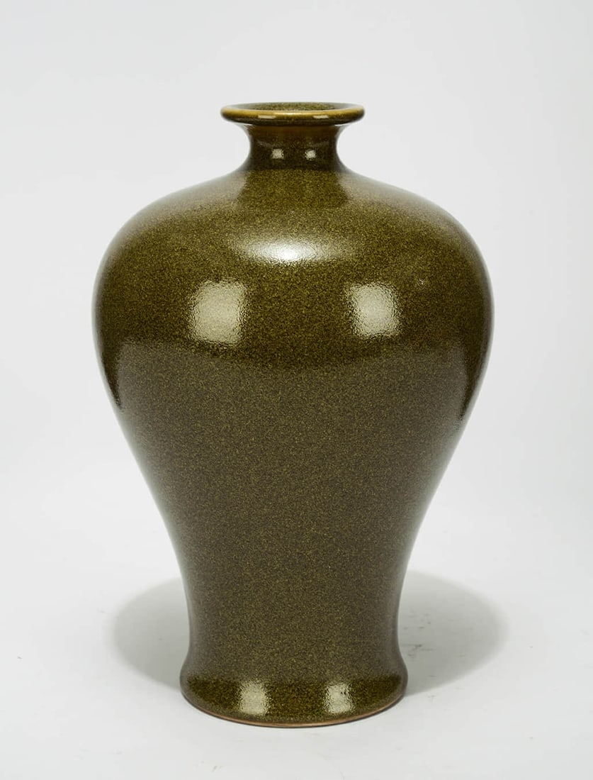 A Tea-Dust-Glazed Meiping: Dimensions: Length: 14.0 cm (5.51 in) x Width: 14.0 cm (5.51 in) x Height: 23.0 cm (9.06 in). All measurements are approximate.