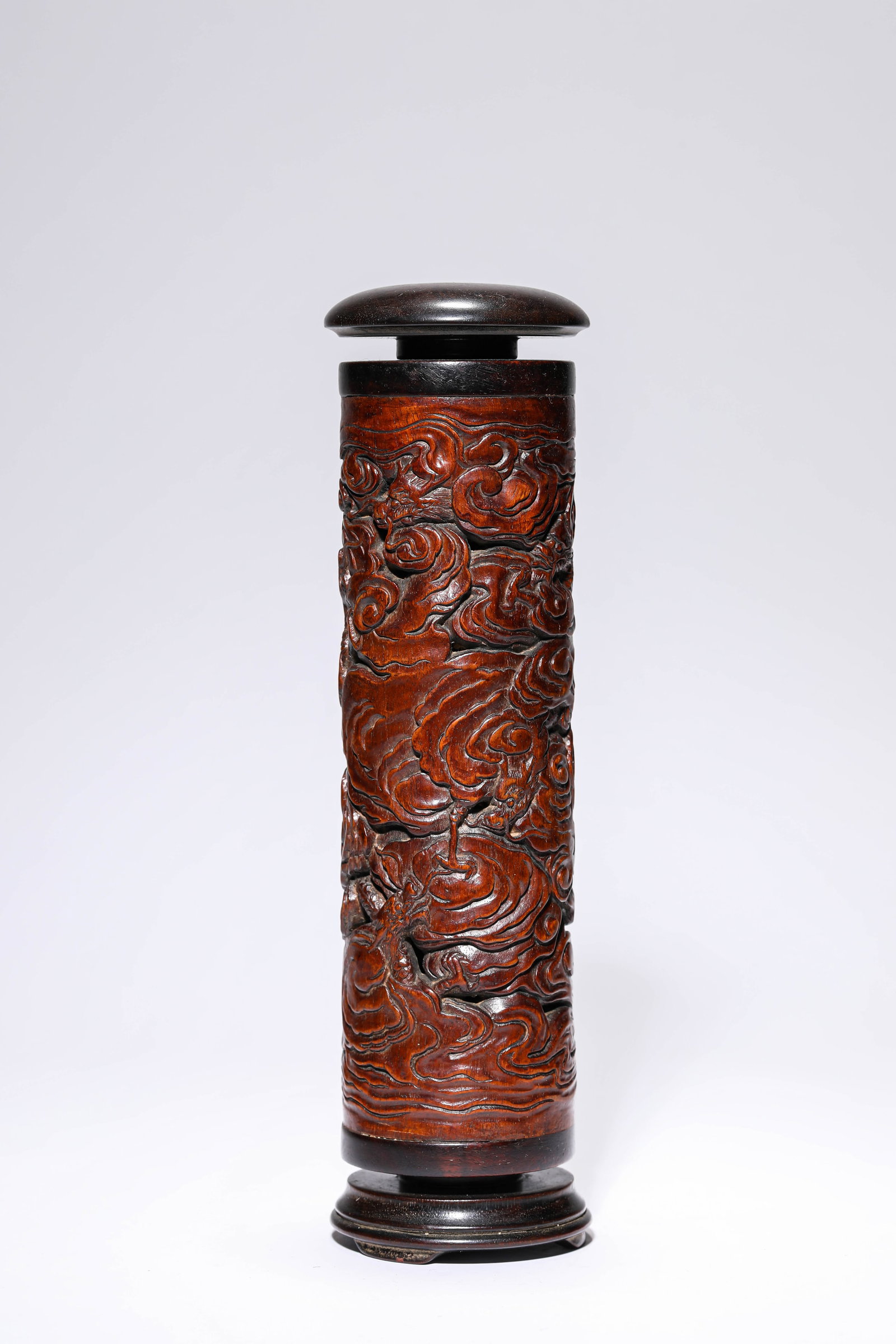 A Wood ??Carved Dragon and Clouds?? Incense Container (1 of 7)