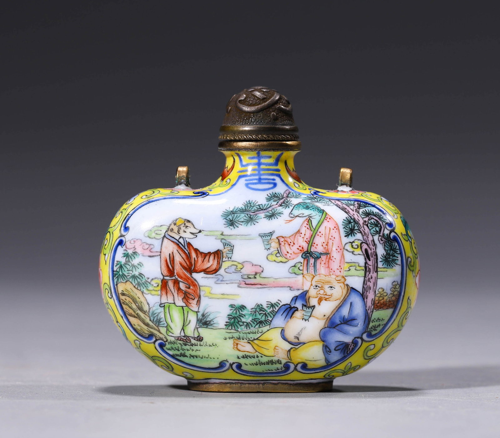A Copper Painted Enamel 'Immortal' Snuff Bottle (1 of 8)