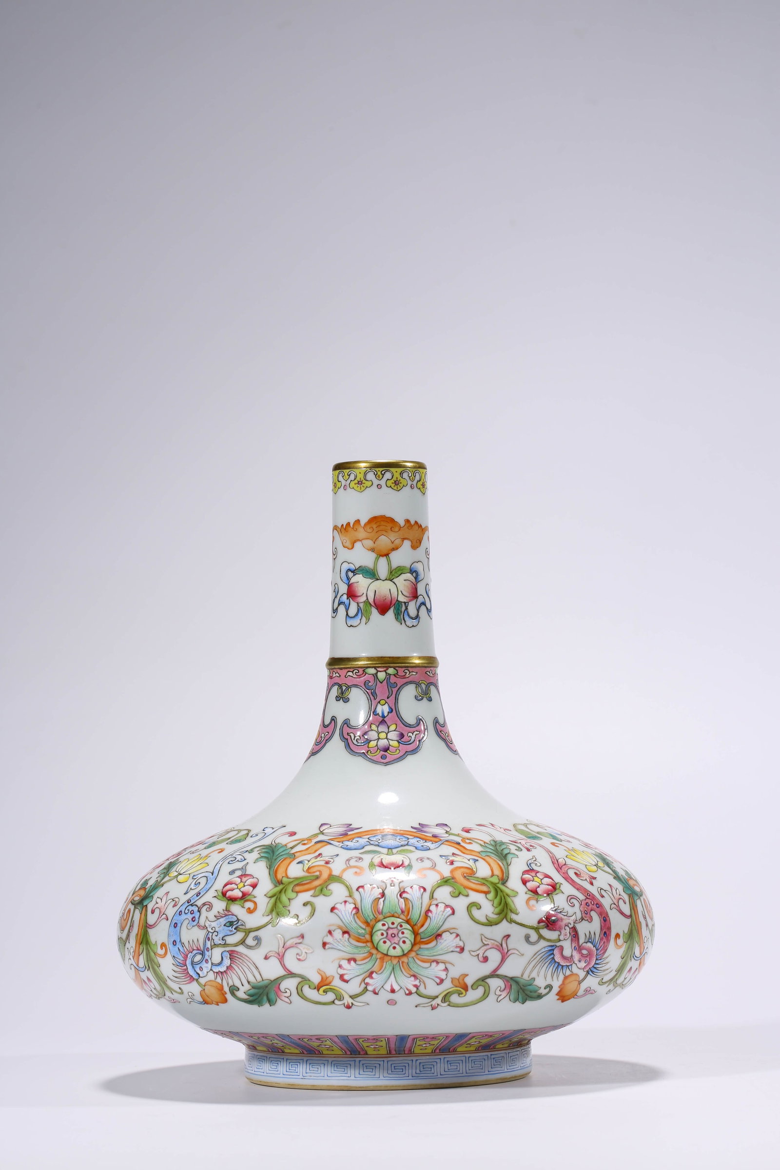 A Famille-Rose ??Bat and Shou?? ??Water-Chestnut?? Vase: Dimensions: Width: 22.2 cm (8.74 in) x Height: 25.7 cm (10.12 in). All measurements are approximate.