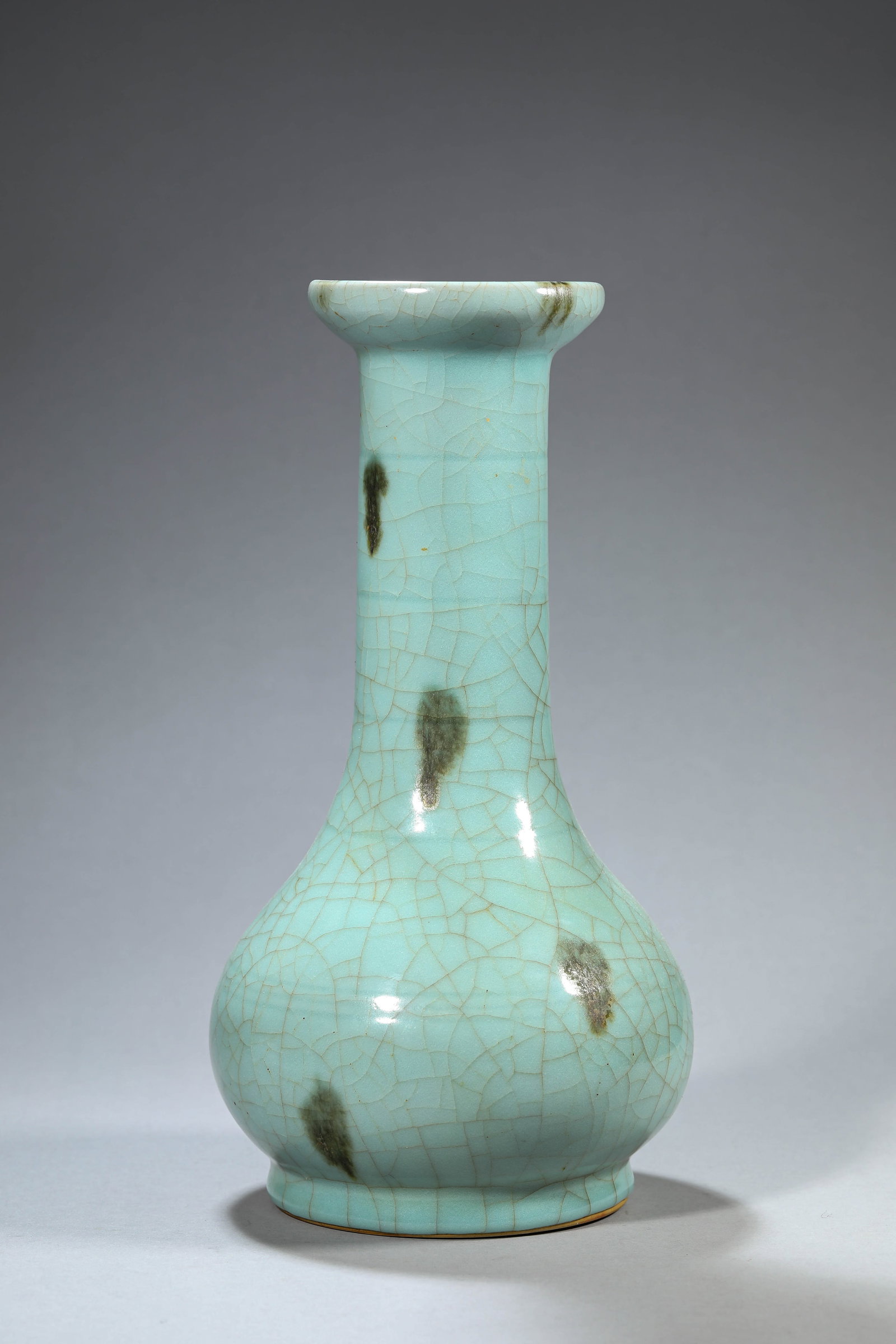 A Plum-Green-Glazed 'Brown-Splashed' 'Dish-Mouth' Vase: Dimensions: Width: 16.0 cm (6.30 in) x Height: 30.5 cm (12.01 in). All measurements are approximate.