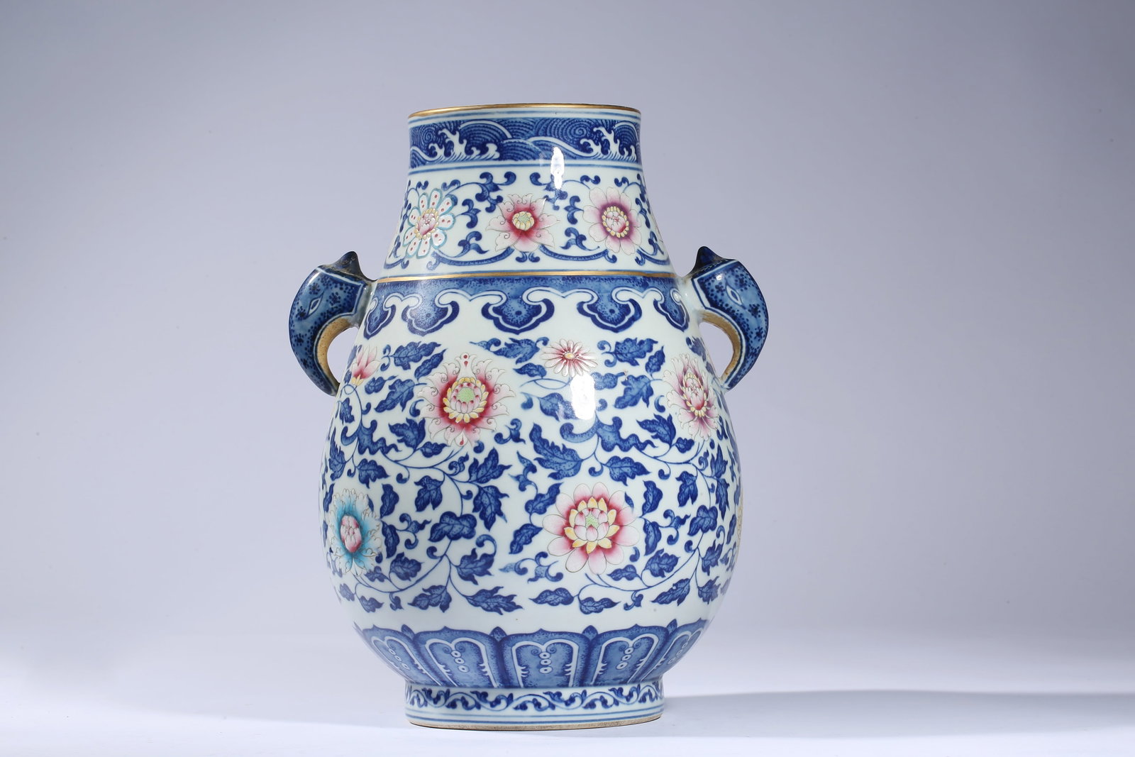 A Blue and White and Iron-Red ??Double-Handled?? Zun (1 of 5)