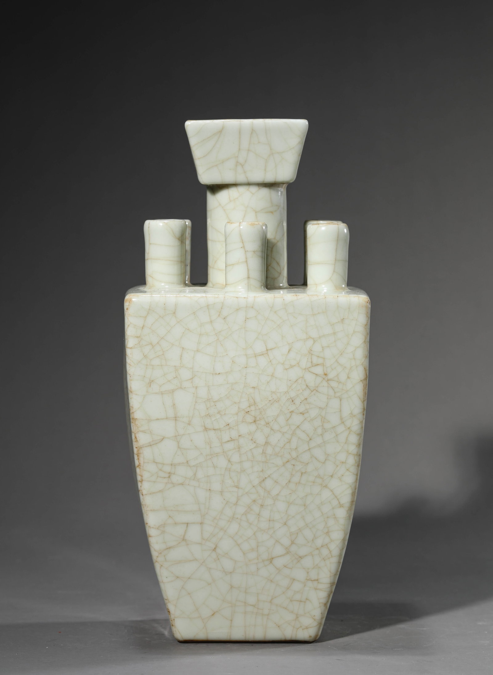 A Ge-Type 'Multiple-Tubed' Vase: Dimensions: Width: 14.5 cm (5.71 in) x Height: 32.0 cm (12.60 in). All measurements are approximate.
