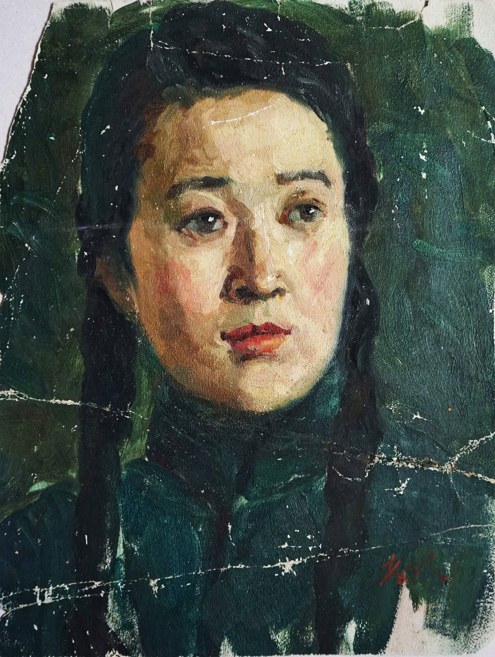 Jin Shangyi (b. 1934), attributed to, Portrait: Dimensions: Width: 28.5 cm (11.22 in) x Height: 24.0 cm (9.45 in). All measurements are approximate.