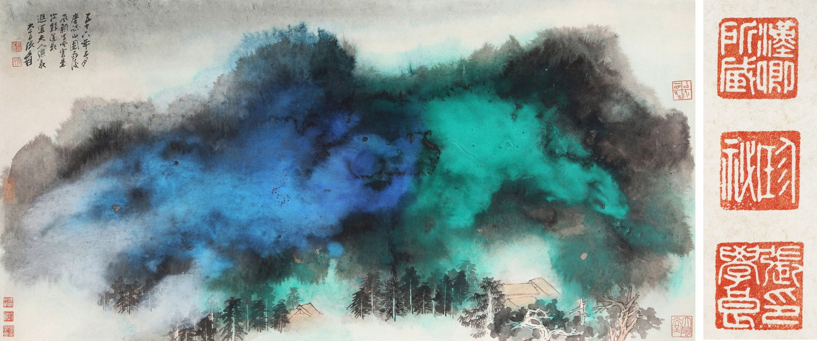 Zhang Daqian (1899-1983), attributed to, Landscape: Dimensions: Width: 68.0 cm (26.77 in) x Height: 138.0 cm (54.33 in). All measurements are approximate.