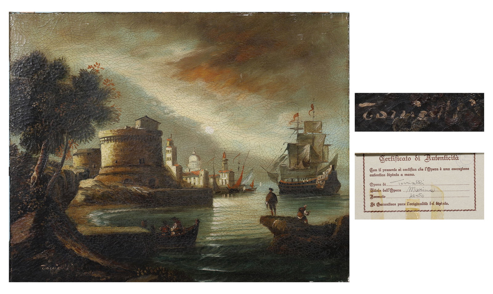 Antonio Torrielli,20th-century ,Italian,ATTRIBUTED TO, OIL ON CANVAS, original period frame (1 of 10)