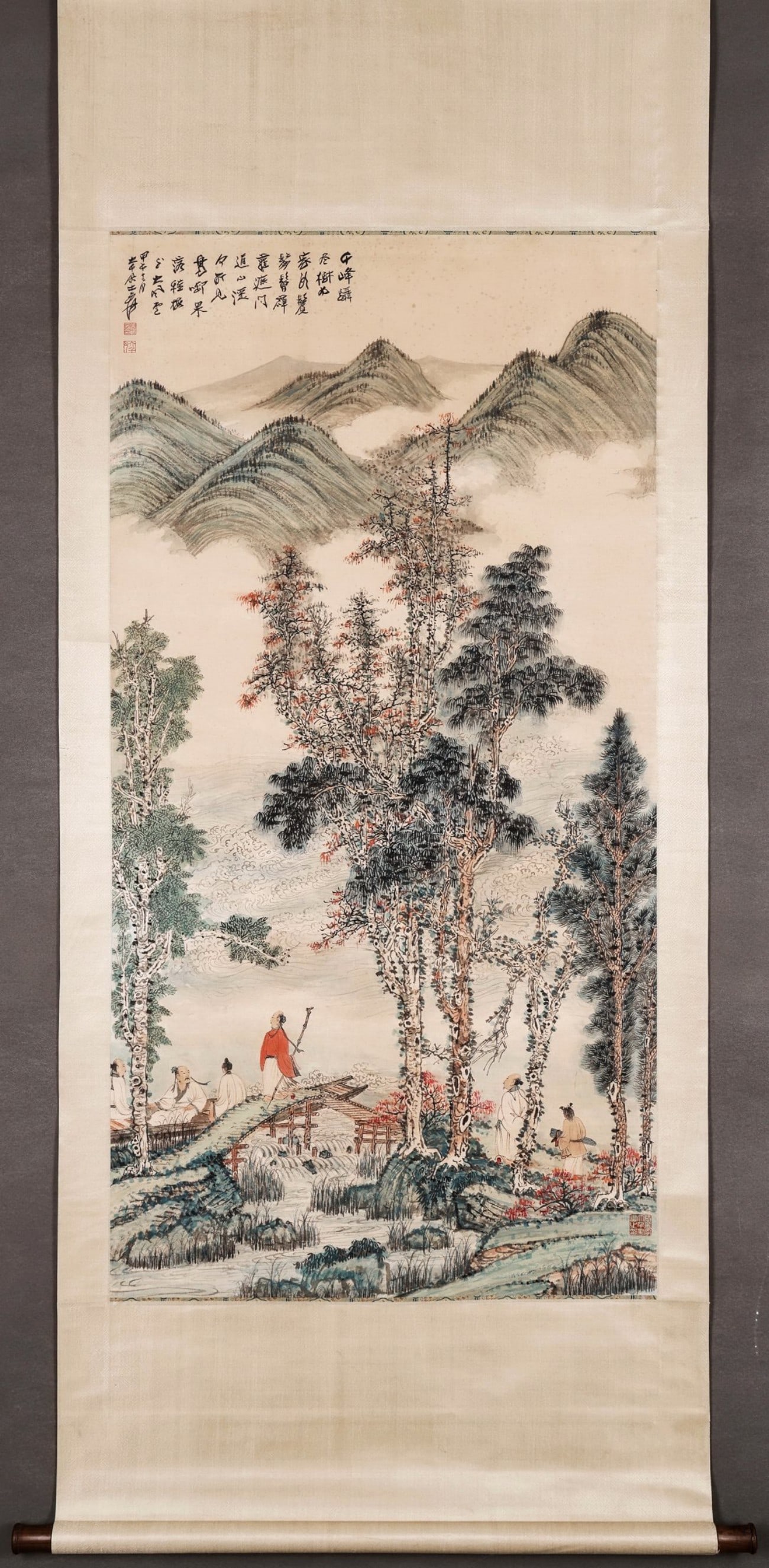 A Landscape Hanging Scroll "Spring Mountain Gathering" by Zhang Daqian (1 of 10)