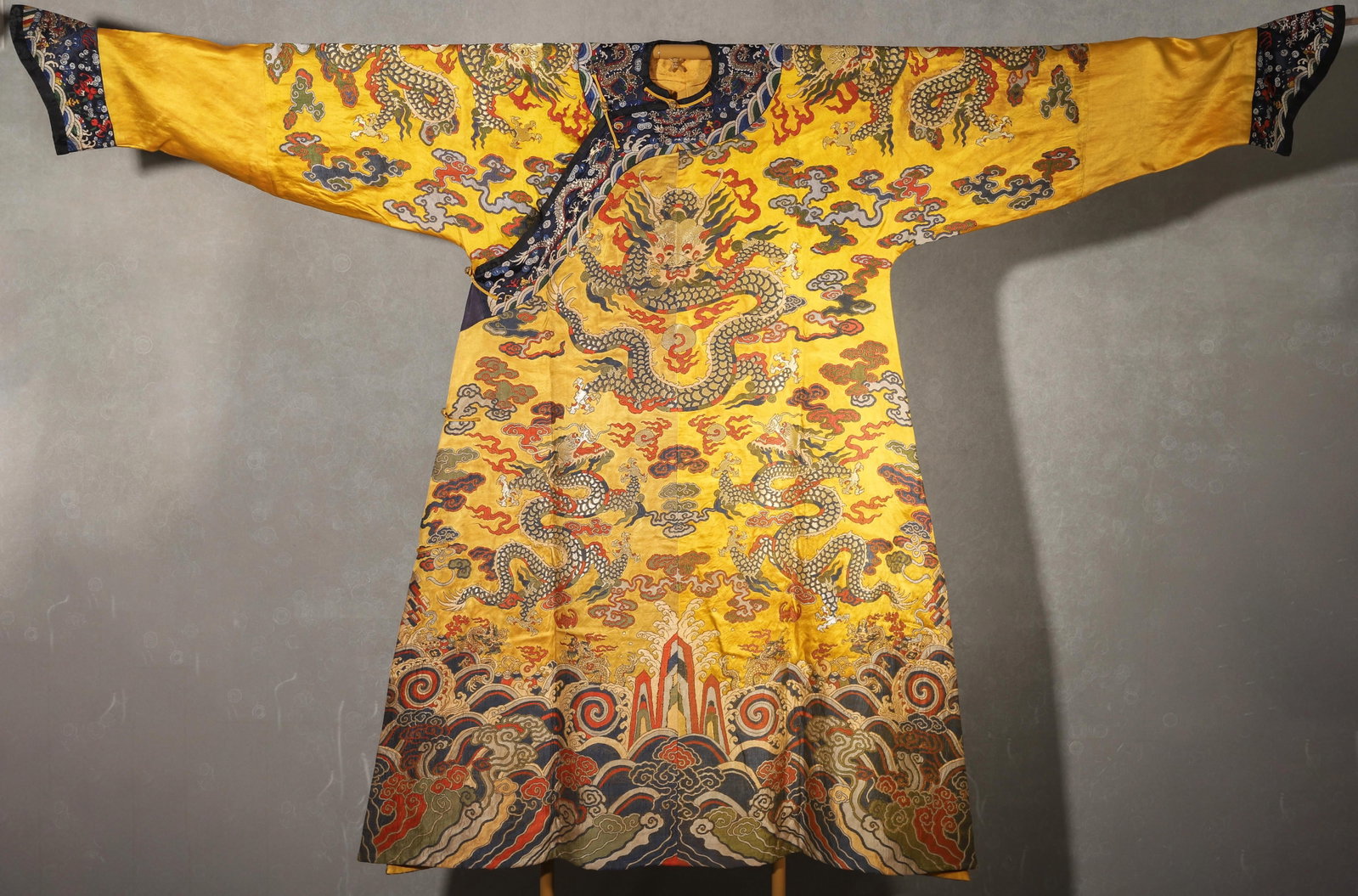 A Bright Yellow Brocade Court Robe with Eight Dragon Patterns, Qing Dynasty (1 of 16)