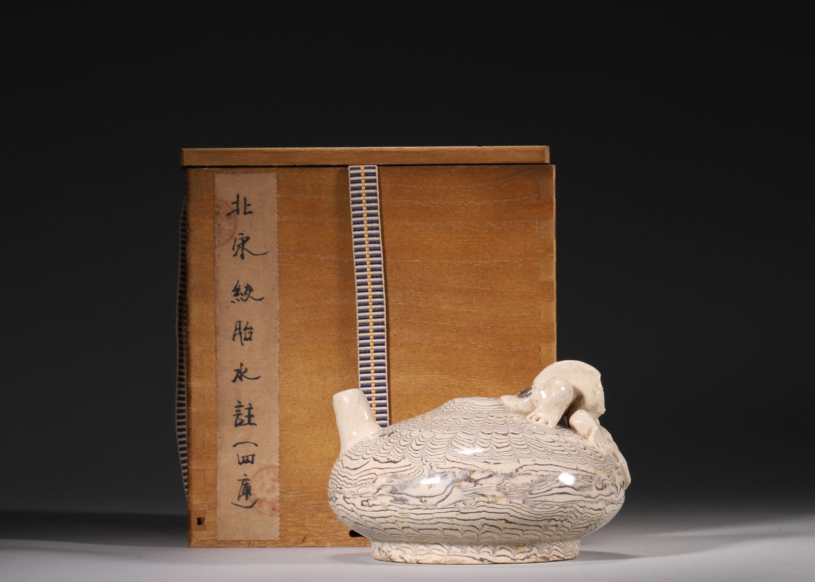 A Marbled-Glazed Water Dropper with Frog Finial, Song Dynasty (1 of 7)