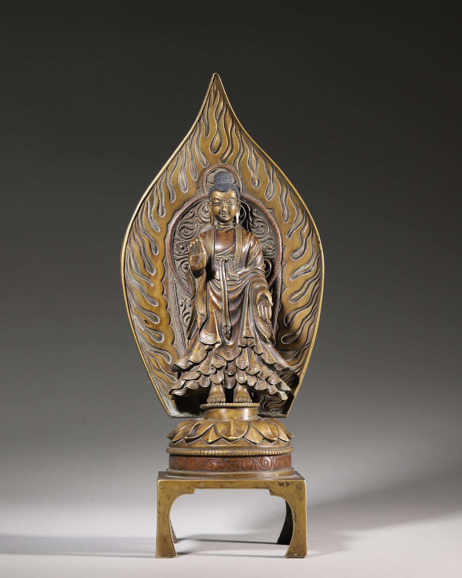 A Bronze Standing Statue of Sakyamuni Buddha, Qing Dynasty (1 of 8)