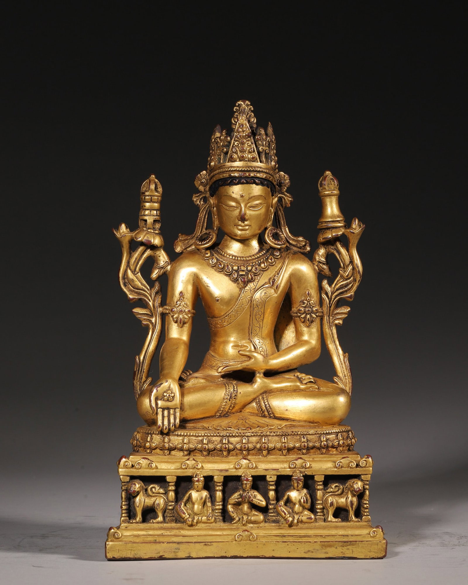 A Gilt Copper Statue of Akshobhya Buddha, 15th-16th Century (1 of 9)