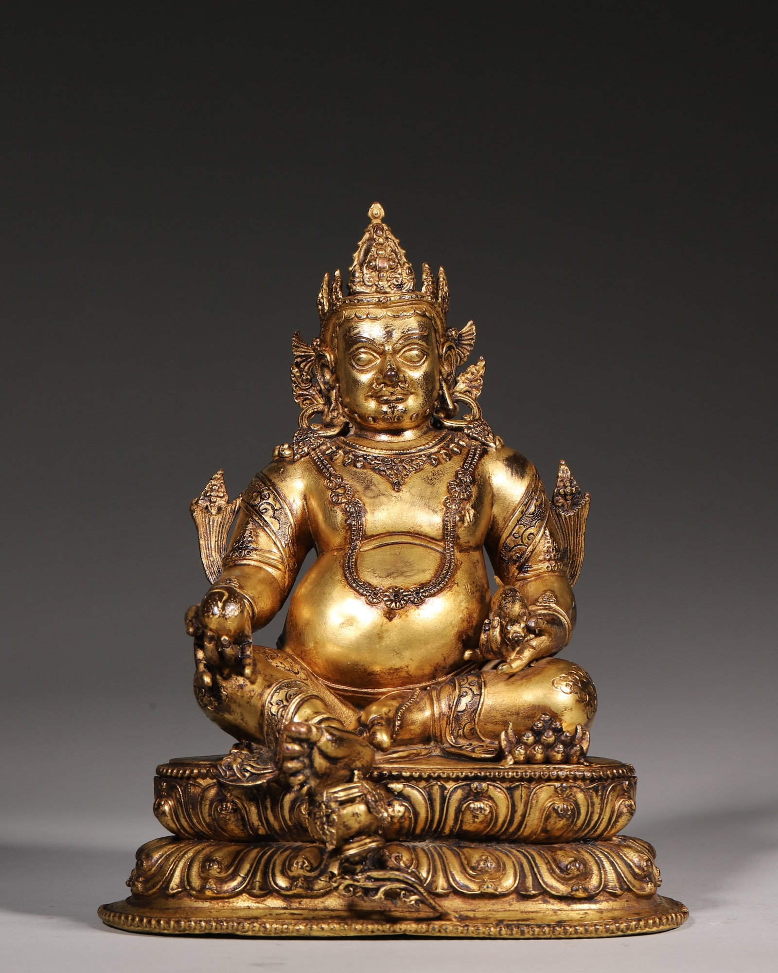 A Gilt-Bronze Figure of Jambhala, Qing Dynasty (1 of 10)