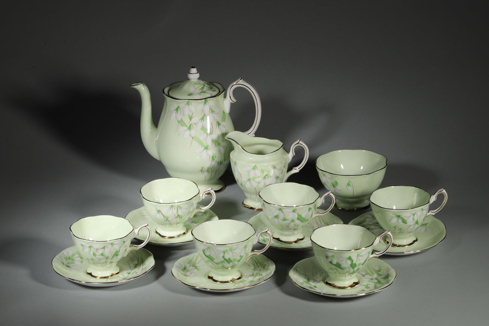 Complete Set of Limited Edition Hand-Painted Edelweiss Bone China Afternoon Tea Ware by Royal (1 of 12)
