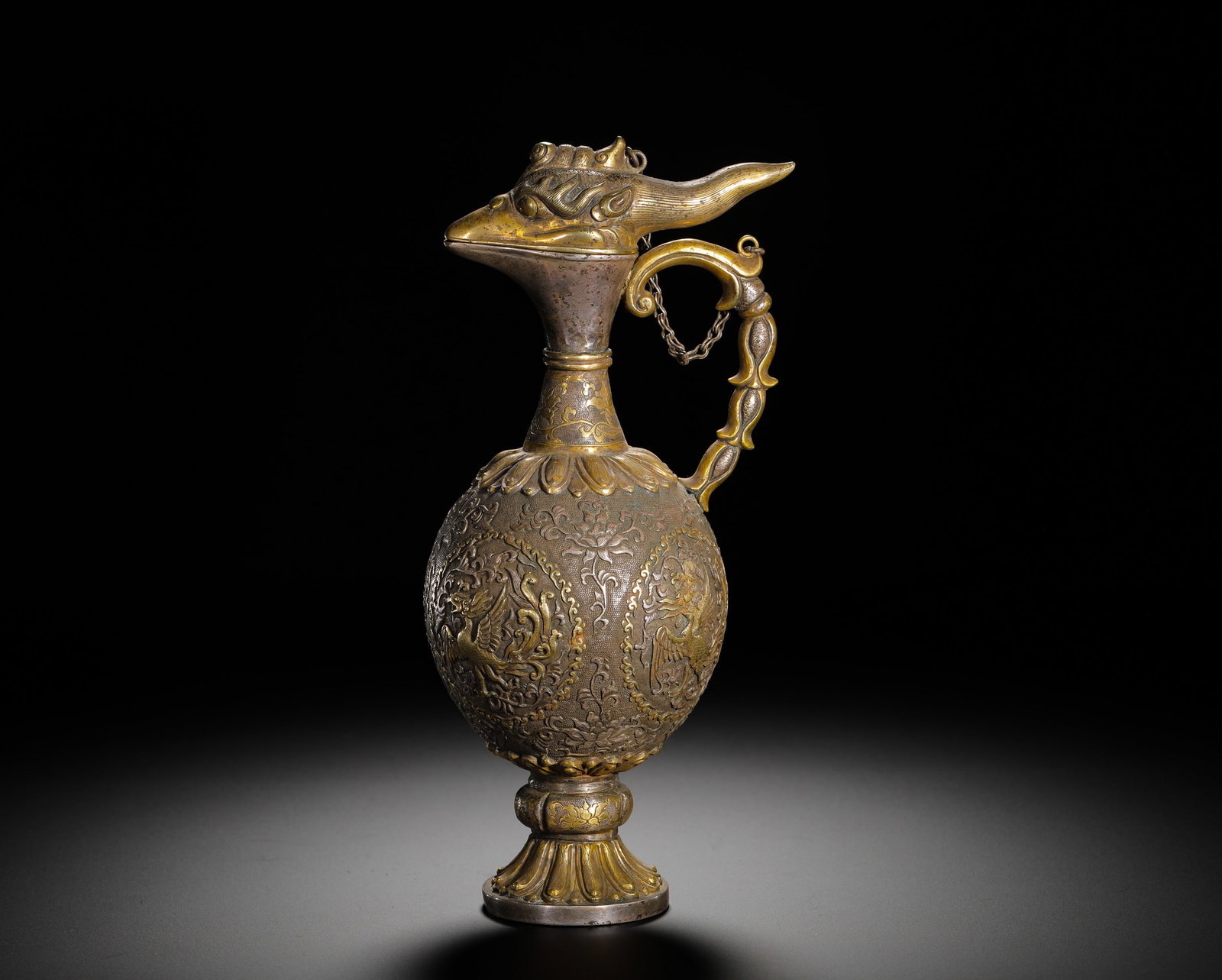 SILVER GILDED PHOENIX-HEADED TEAPOT OF THE TANG DYNASTY (1 of 10)