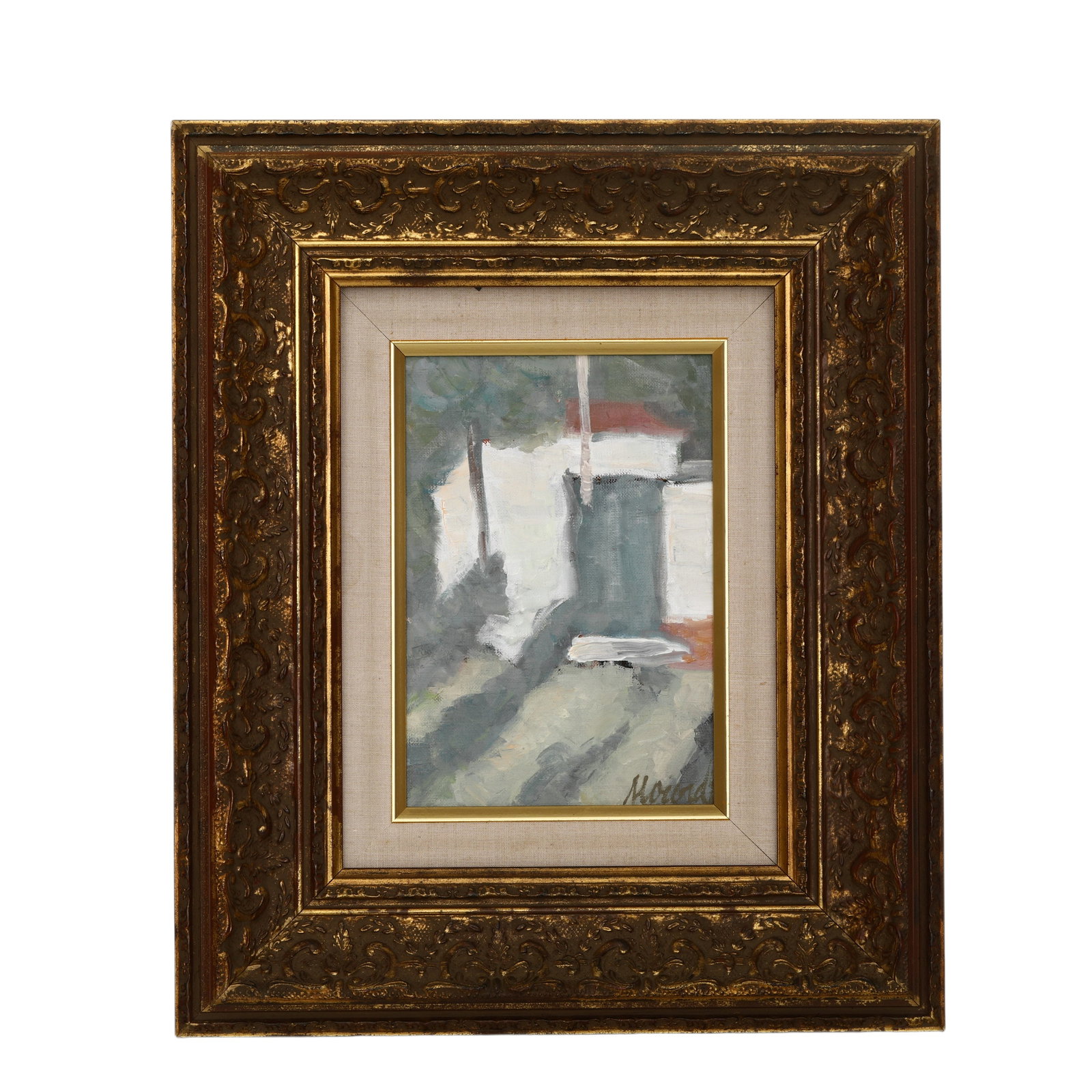 GIORGIO MORANDI (ITALY 1890-1964) ATTRIBUTED TO,OIL ON CANVAS, ORIGINAL PERIOD FRAME: H:21cm (8.27in) W:15cm (5.91in) H:46cm (18.11in) W:36cm (14.17in)The work retains original canvas and period frame with natural signs of age. The painting surface is clean and stable, without visible 