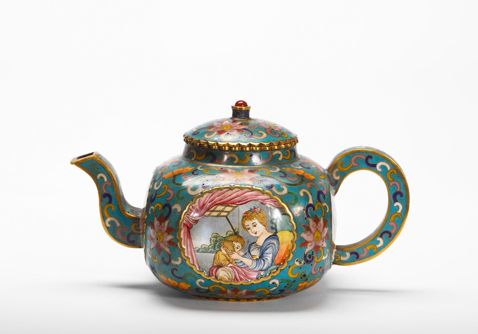 QING DYNASTY QIANLONG COPPER-PAINTED ENAMEL TEAPOT (1 of 9)