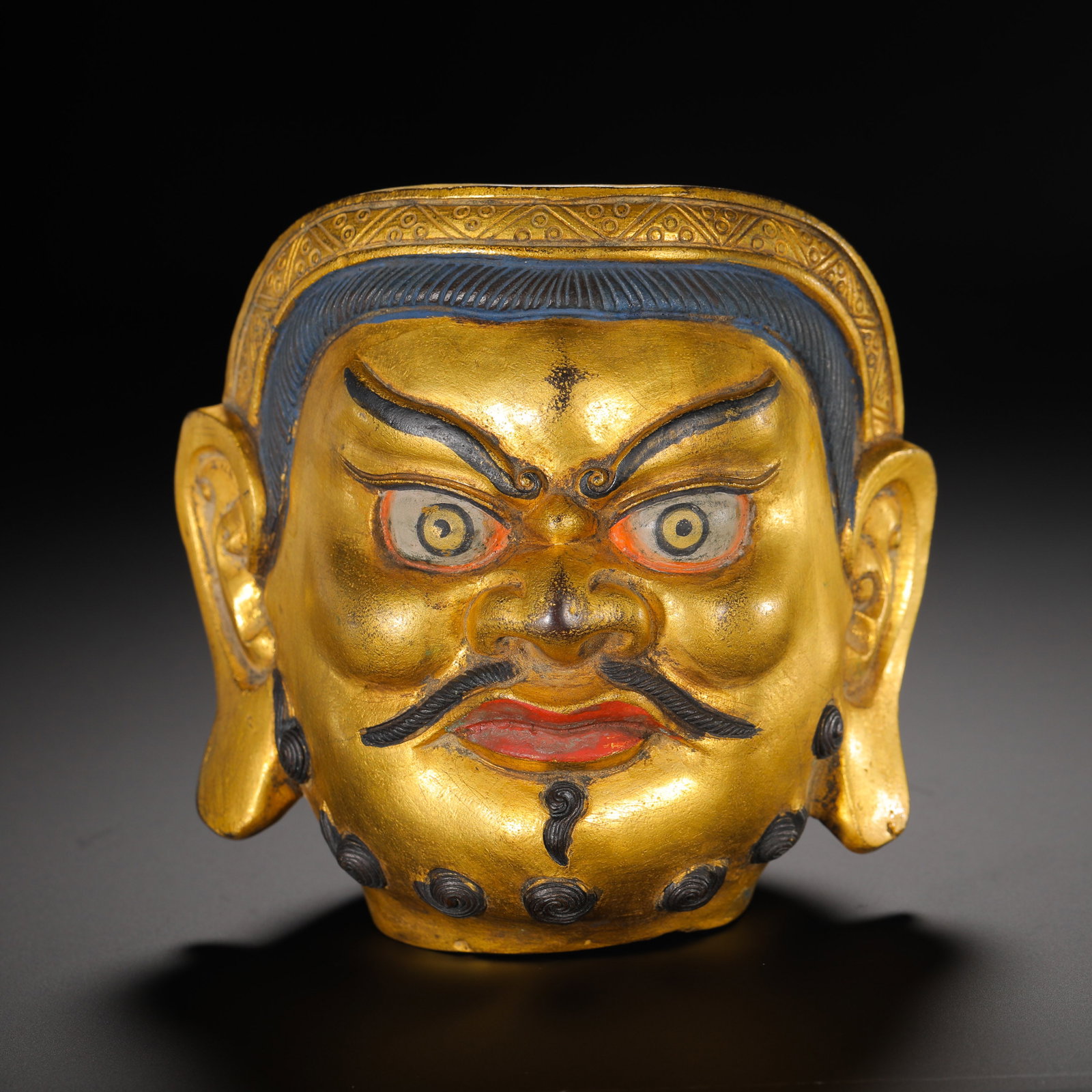 GILDED BRONZE GUARDIAN HEAD OF THE QING DYNASTY (1 of 9)
