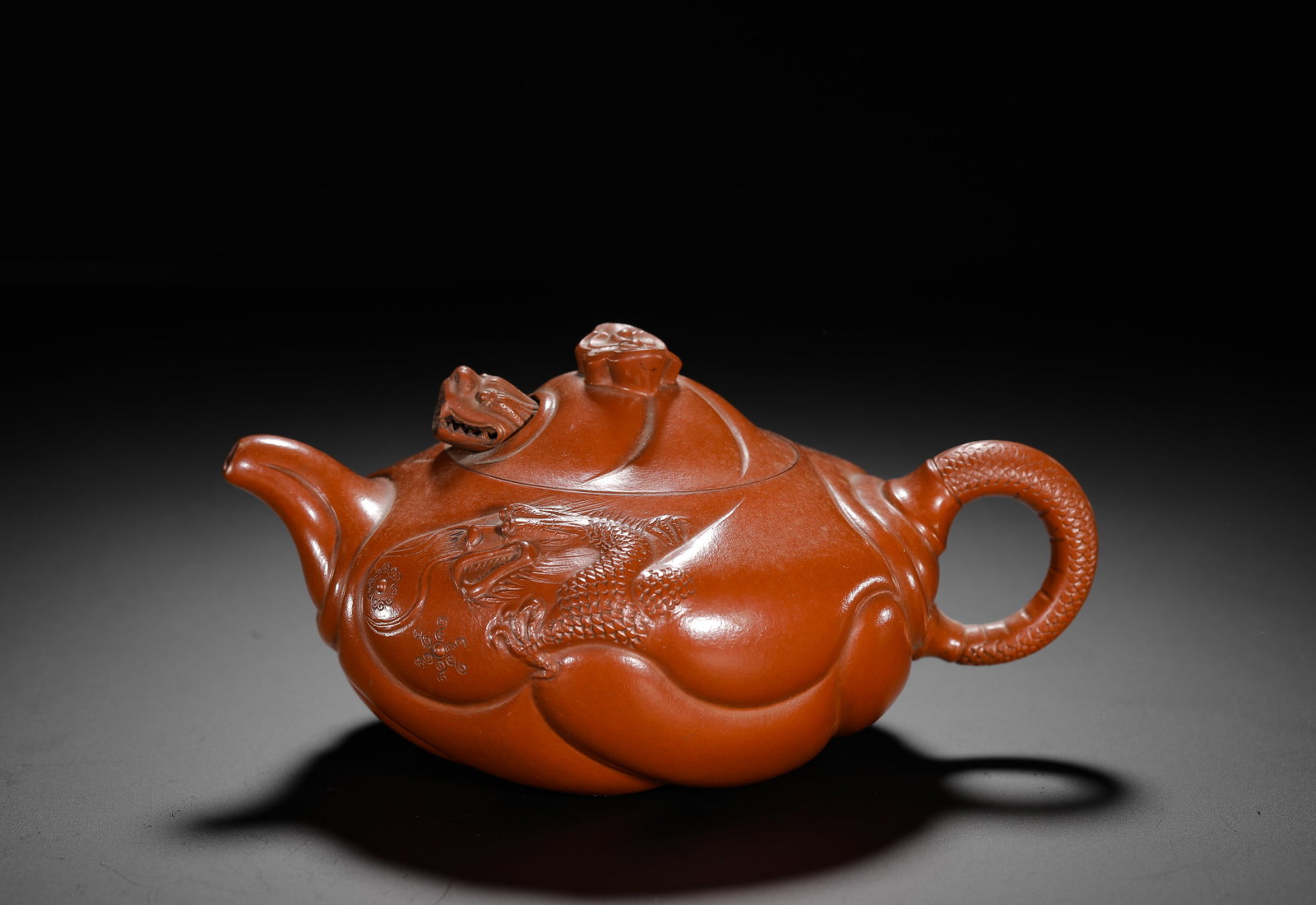 ZHU KEXIN FISH-DRAGON PURPLE CLAY TEAPOT (1 of 9)